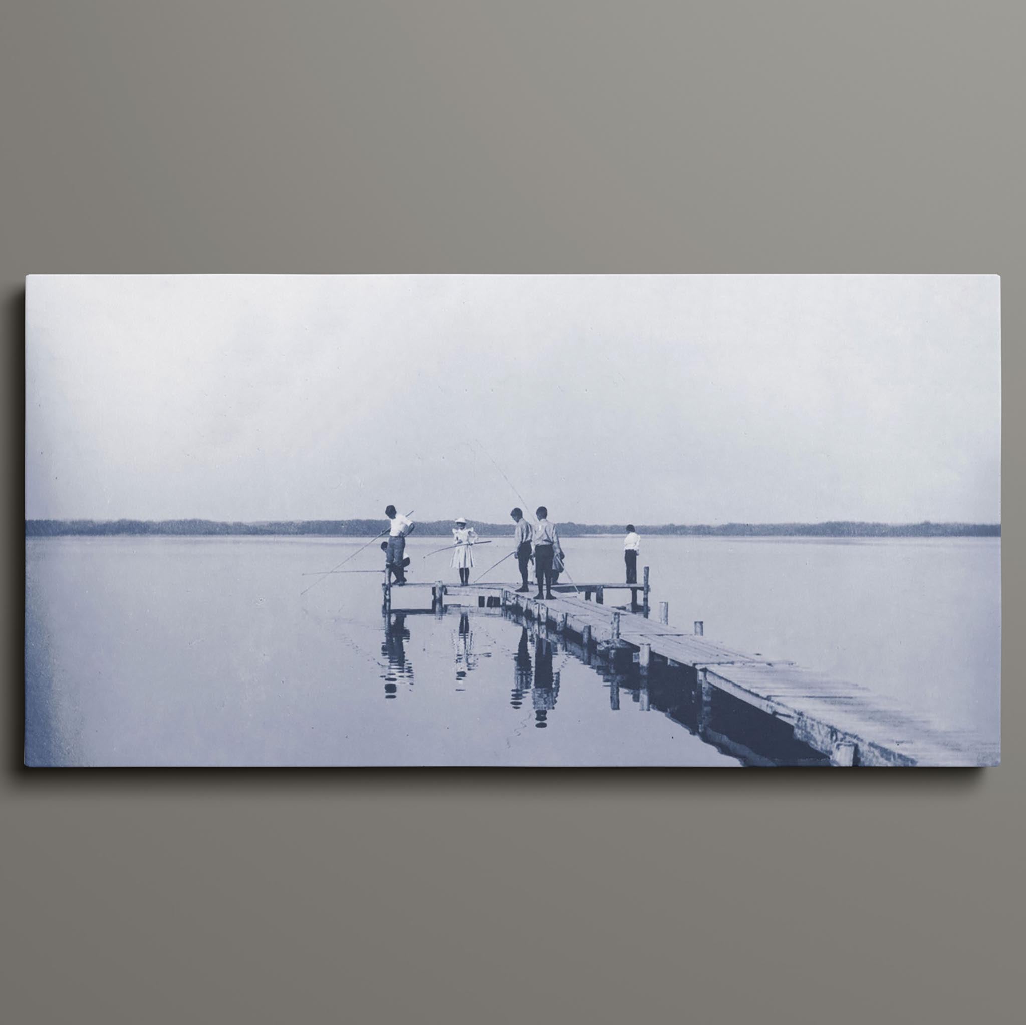 Vintage Children Fishing From a Dock