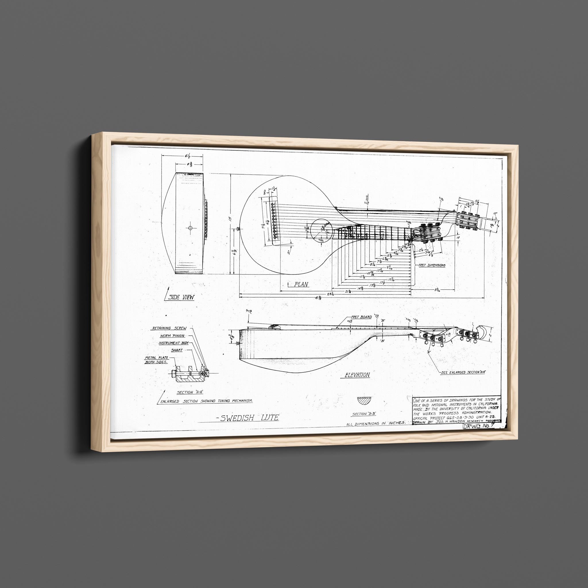 Vintage Patent Illustrations - Swedish Lute