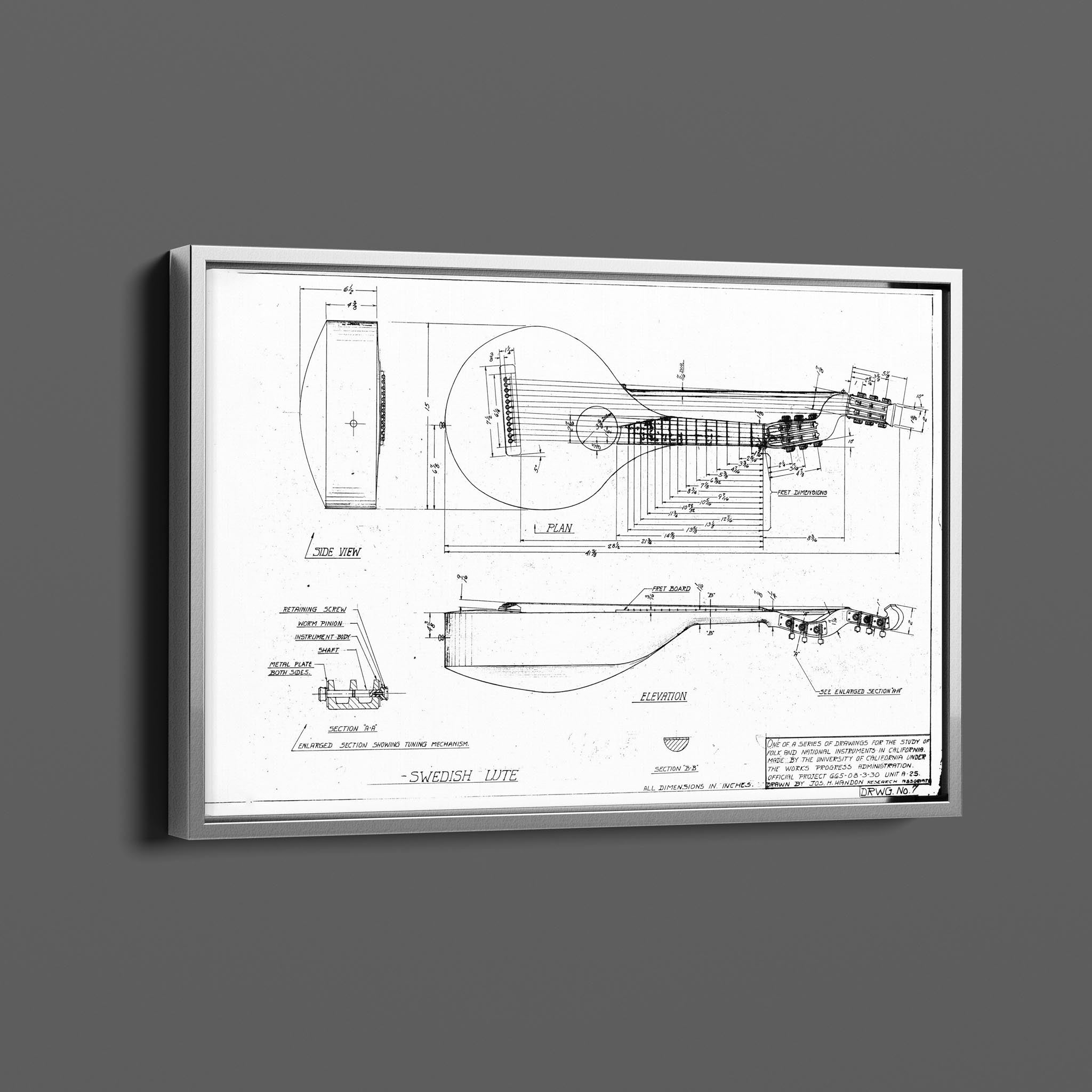 Vintage Patent Illustrations - Swedish Lute