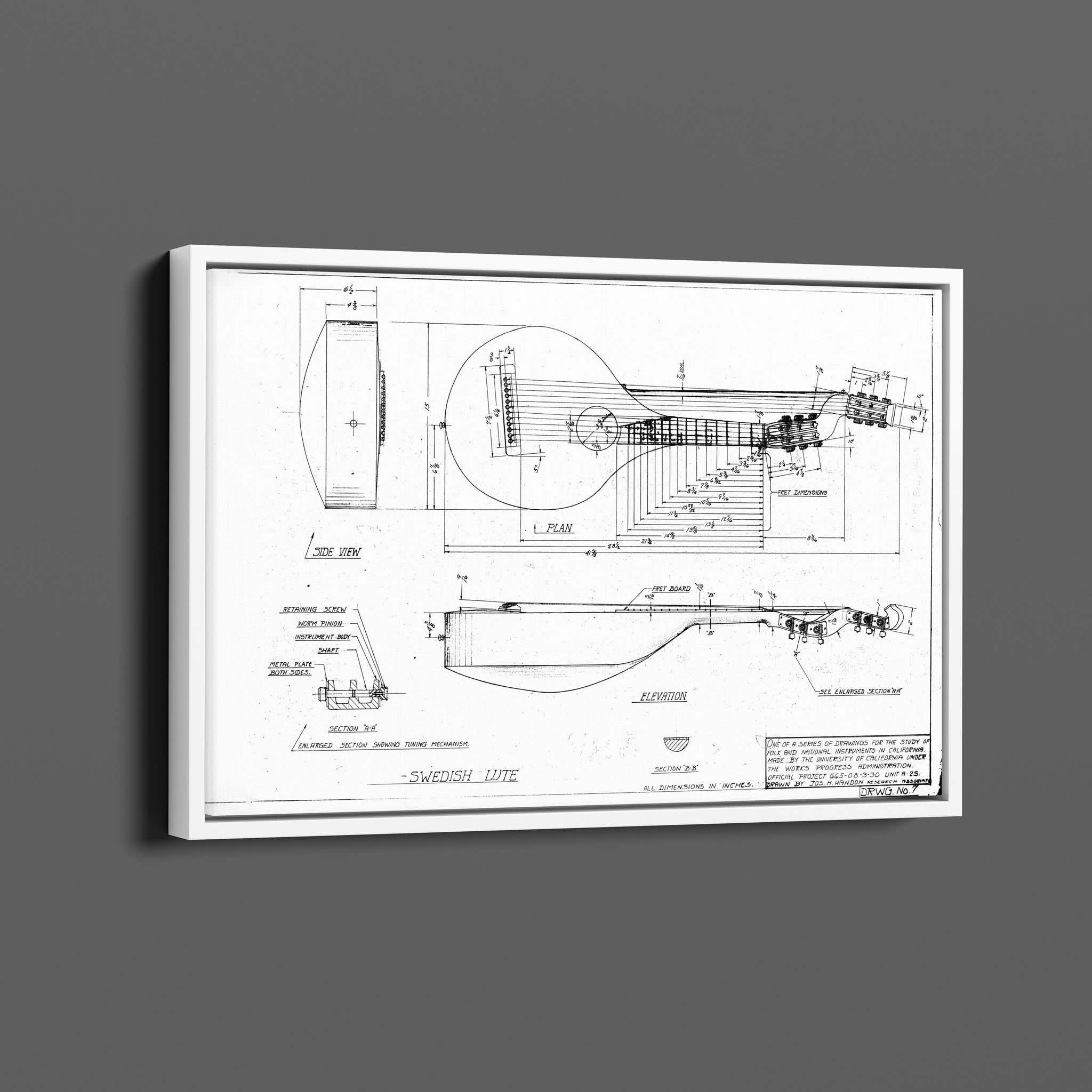 Vintage Patent Illustrations - Swedish Lute