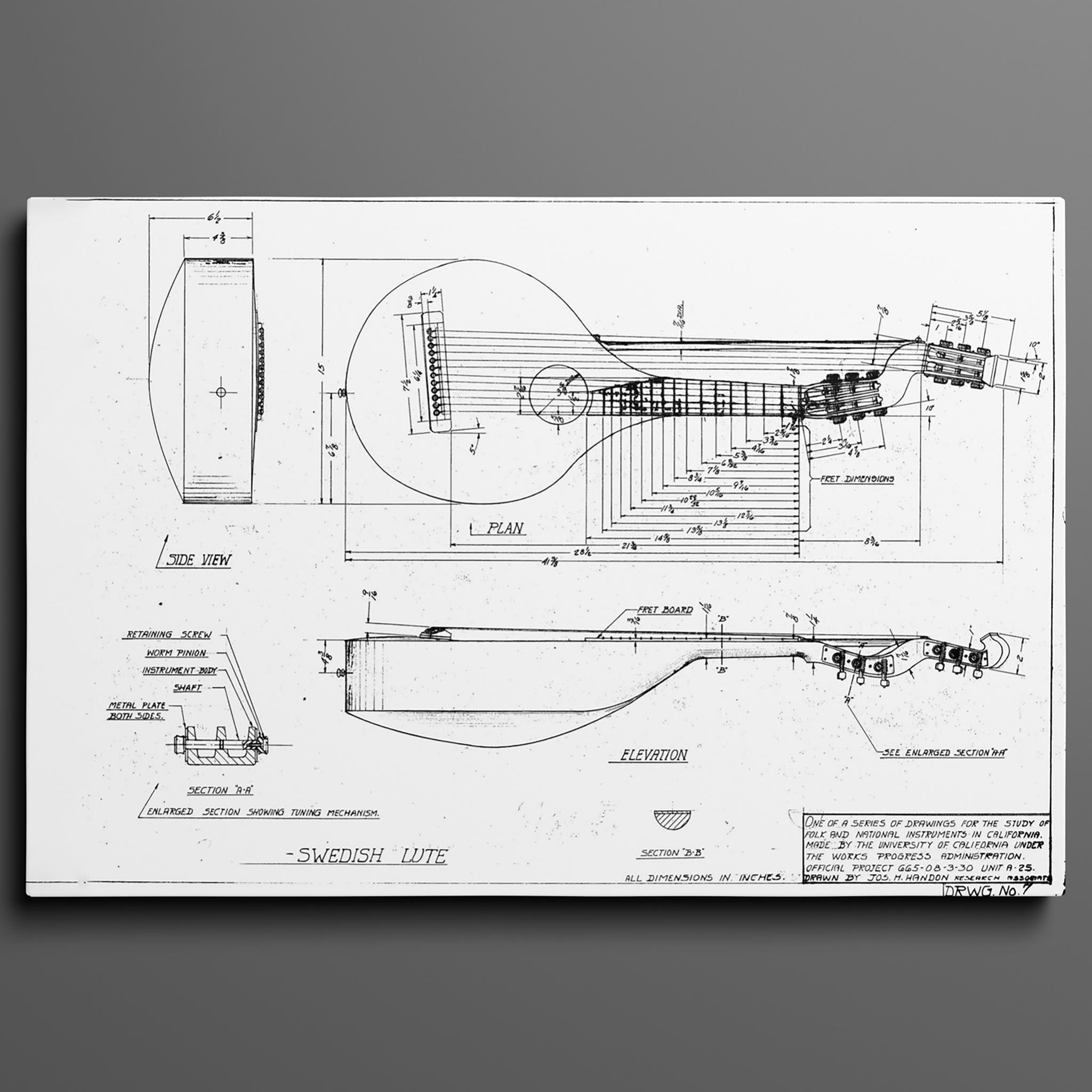 Vintage Patent Illustrations - Swedish Lute