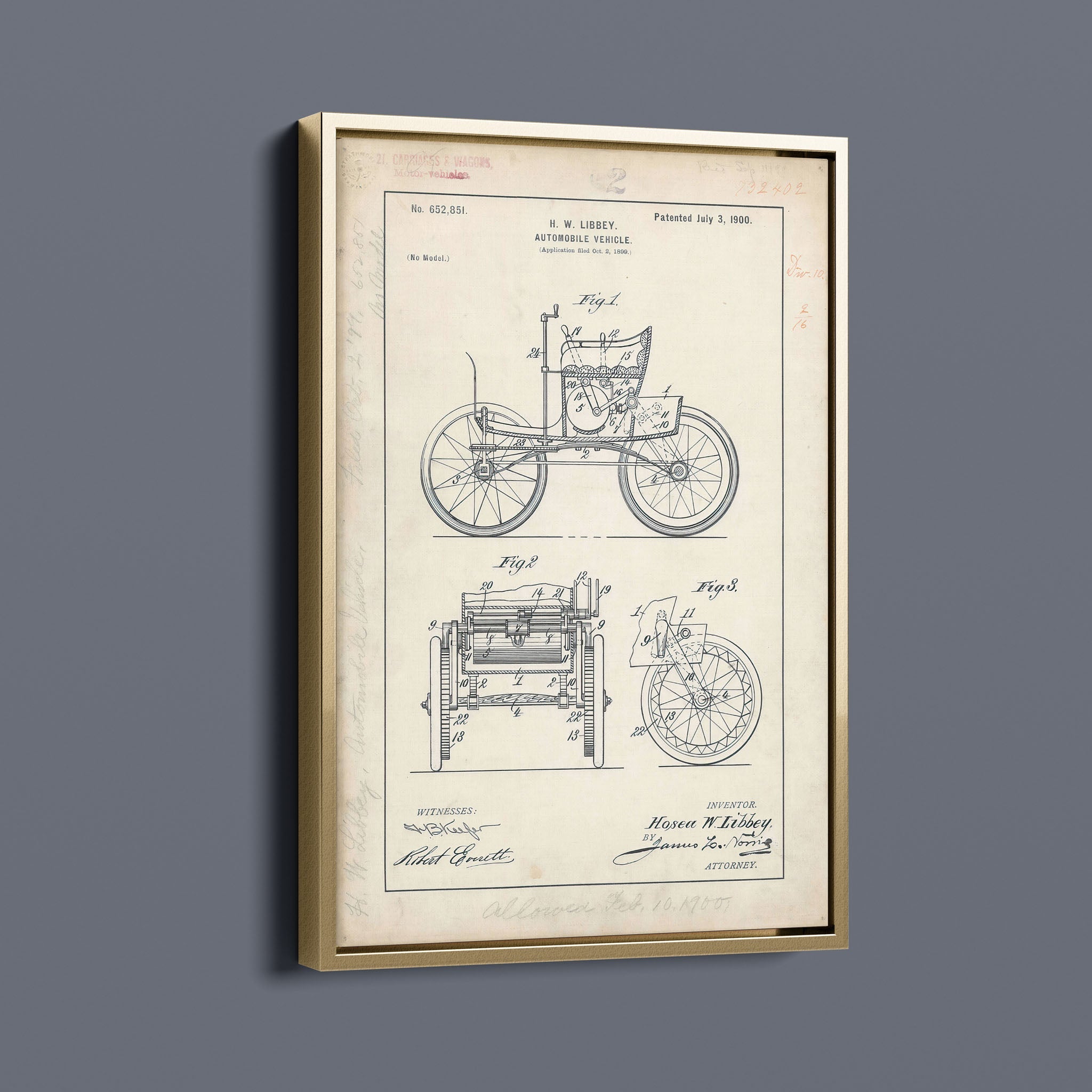 Vintage Patent Illustrations - Early Car Automobile