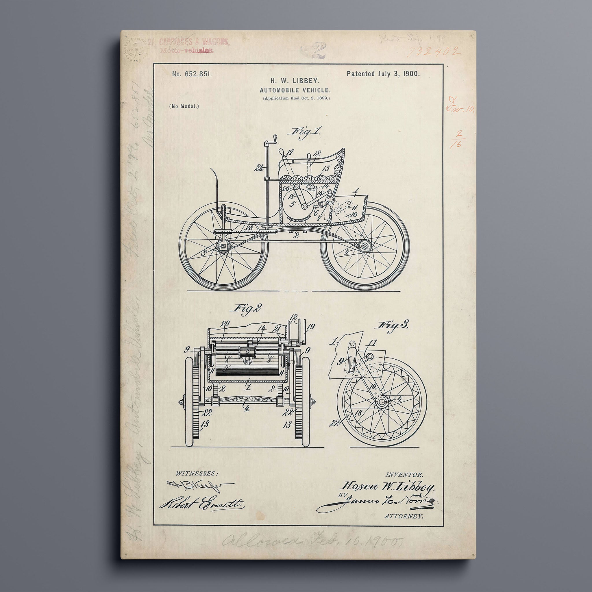 Vintage Patent Illustrations - Early Car Automobile