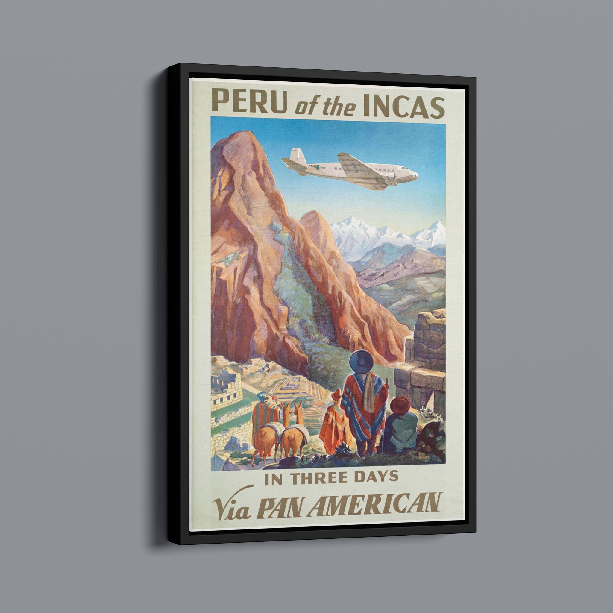 Vintage peru of the incas pan am vintage travel poster