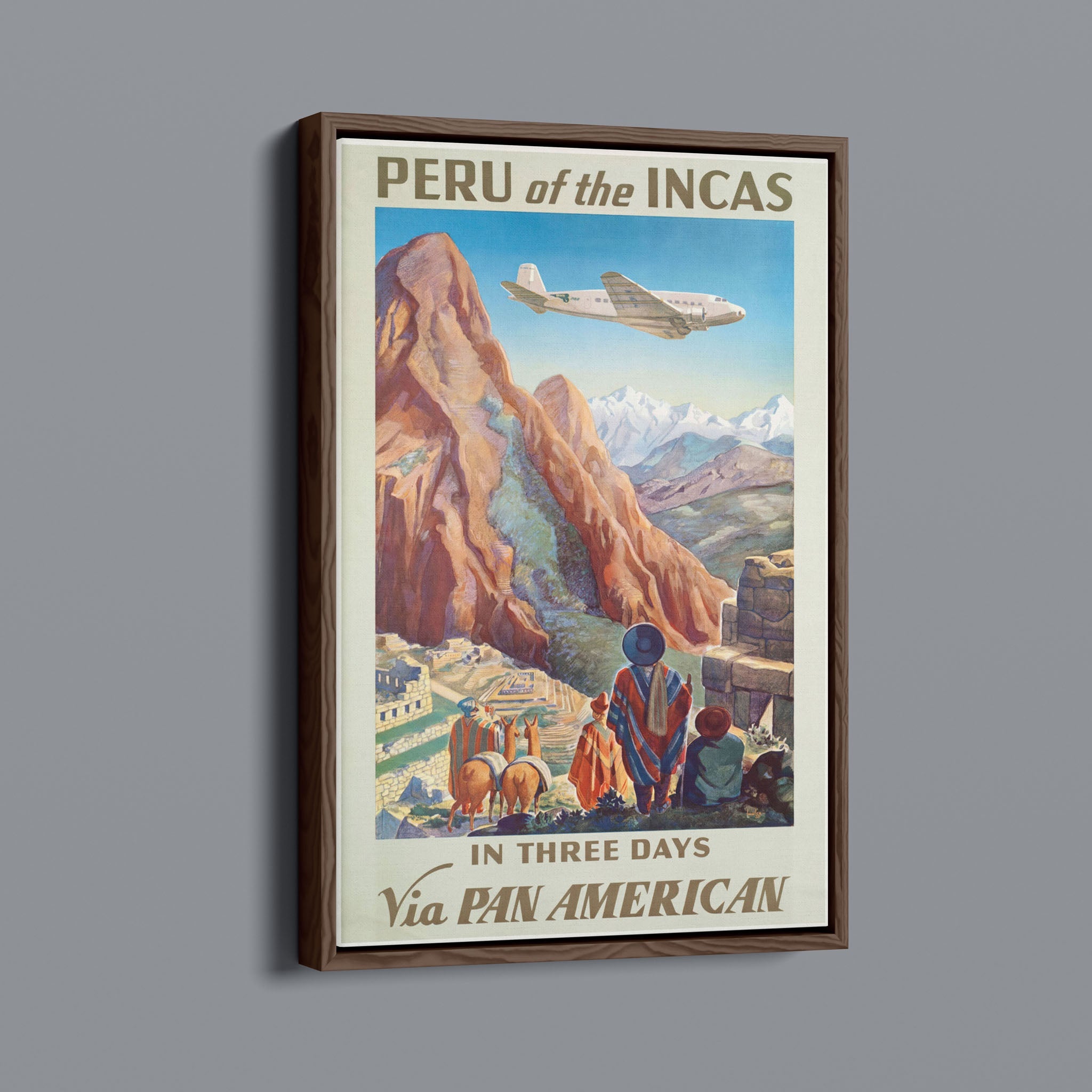Vintage peru of the incas pan am vintage travel poster