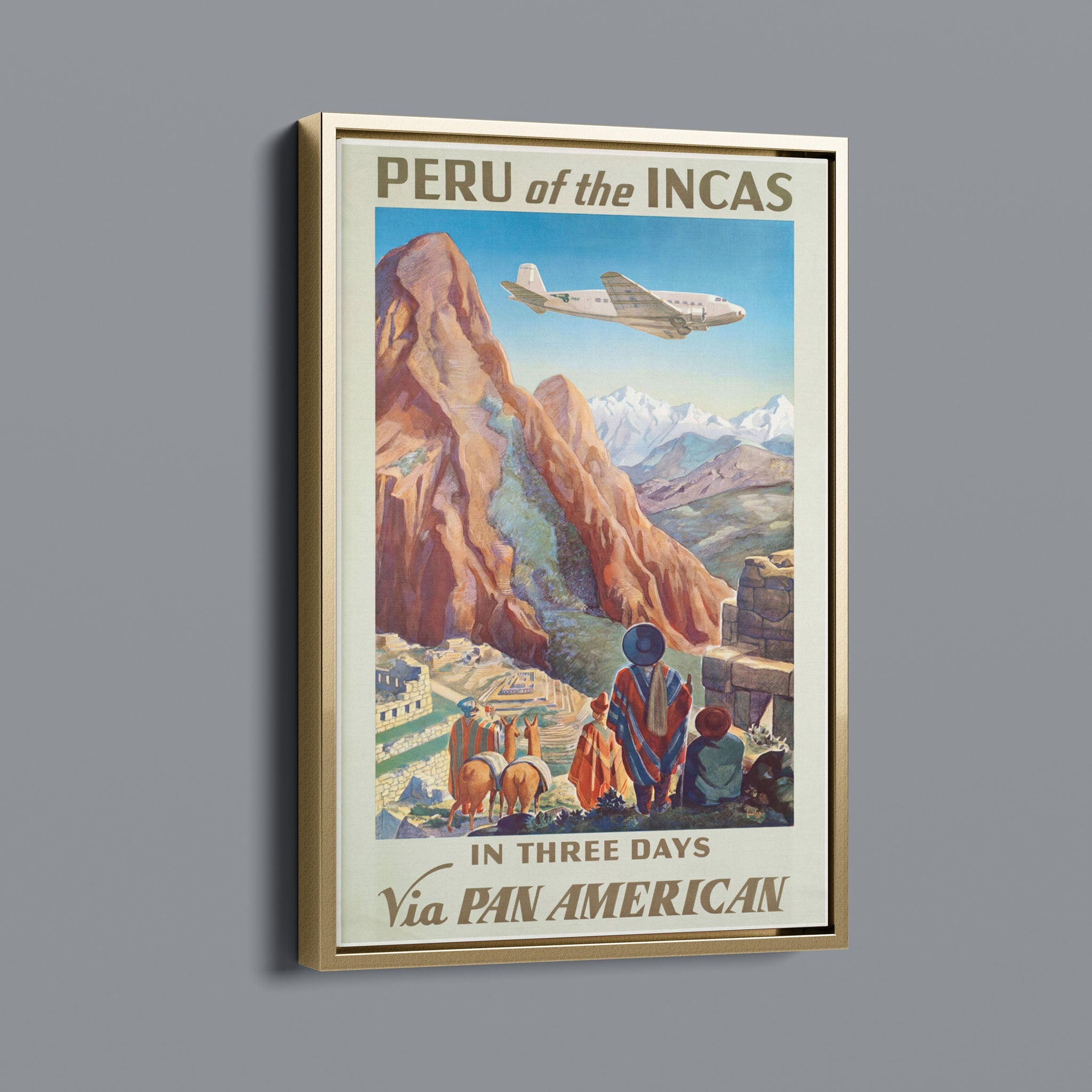 Vintage peru of the incas pan am vintage travel poster
