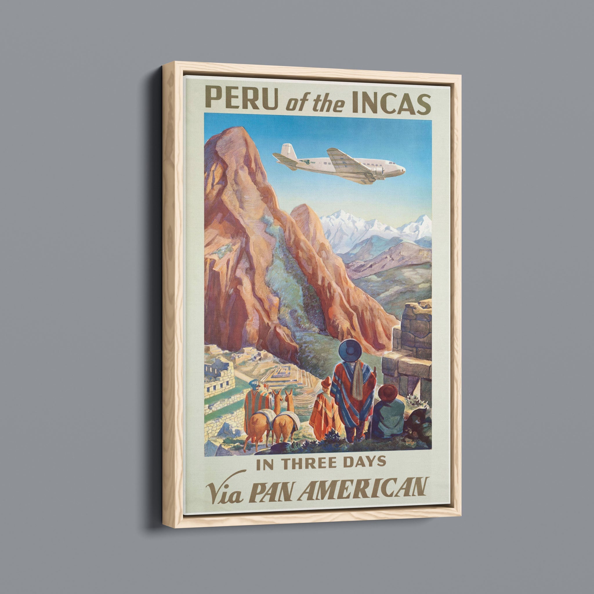 Vintage peru of the incas pan am vintage travel poster