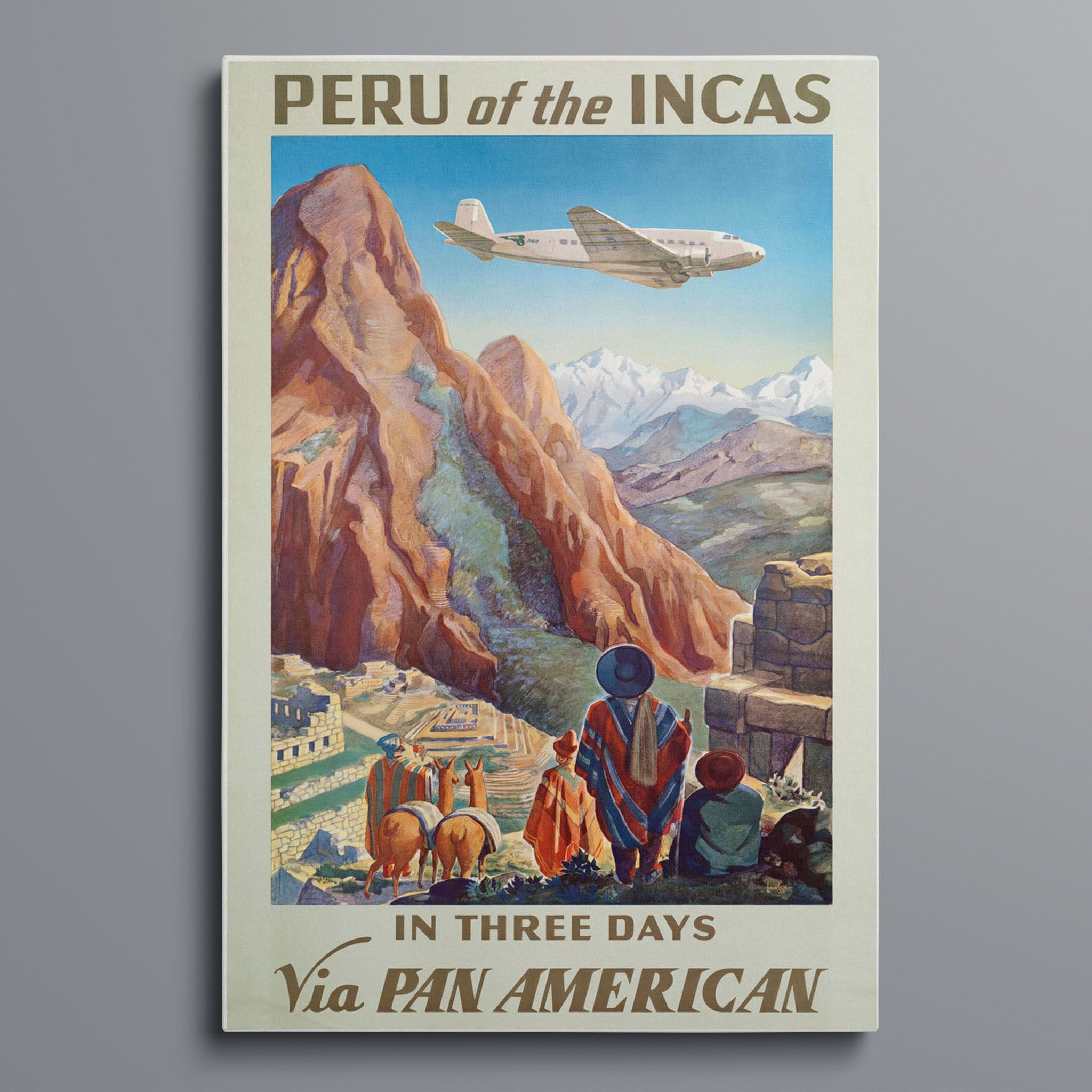 Vintage peru of the incas pan am vintage travel poster