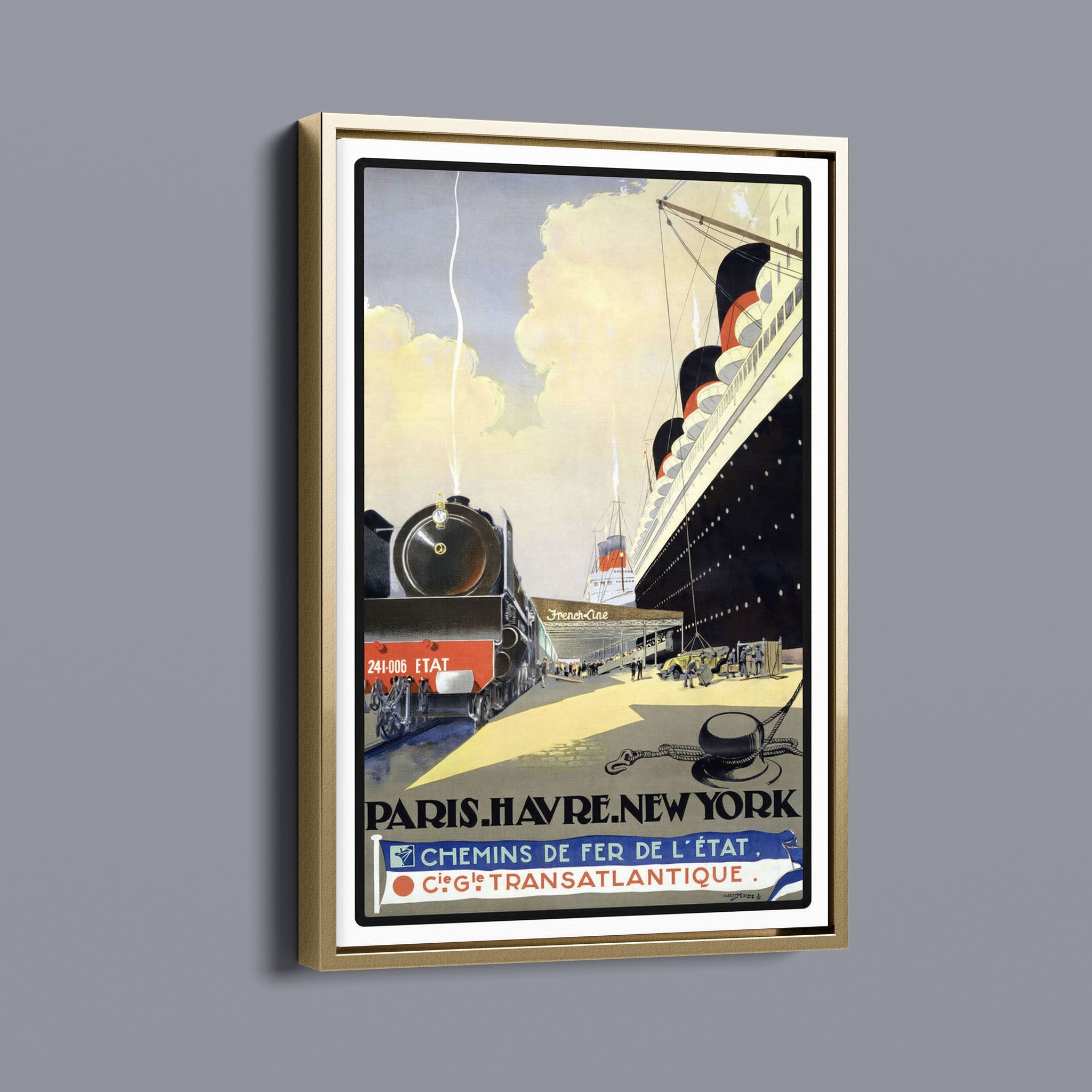 Steam Ship - Vintage stock graphics travel posters