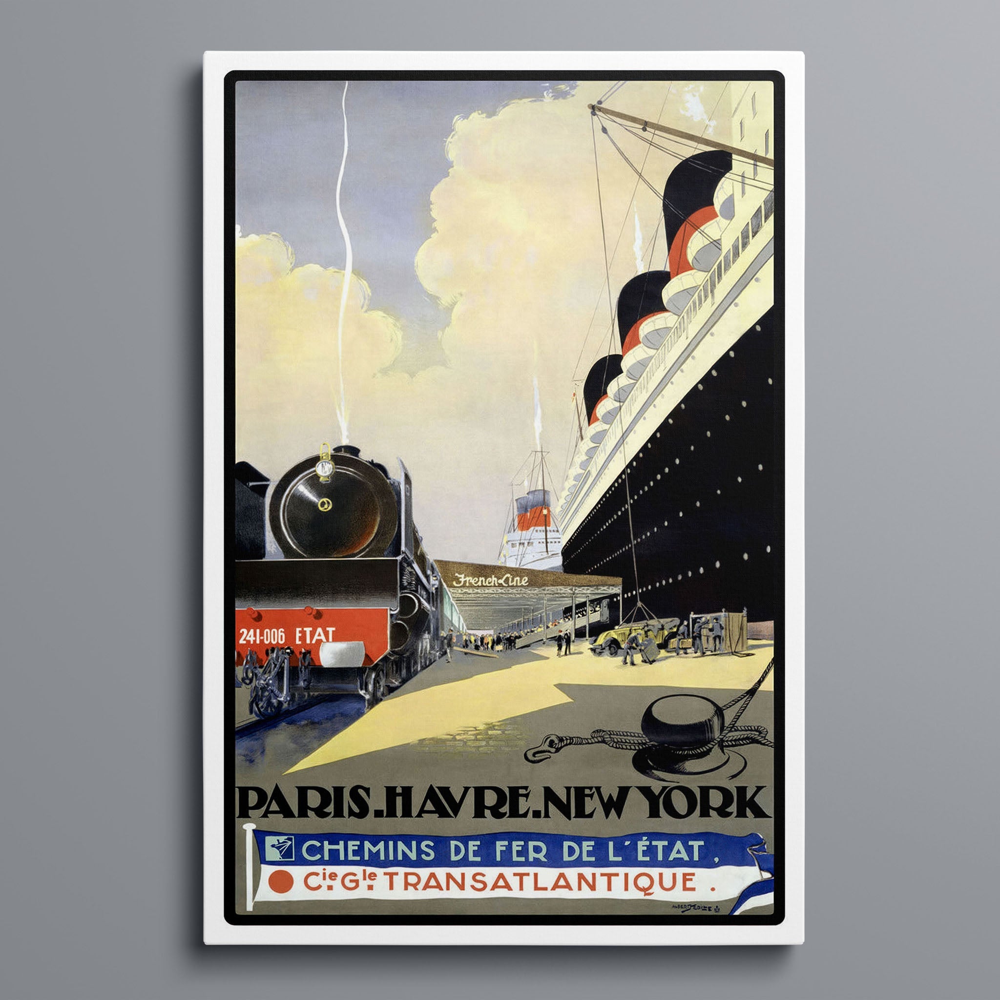 Steam Ship - Vintage stock graphics travel posters