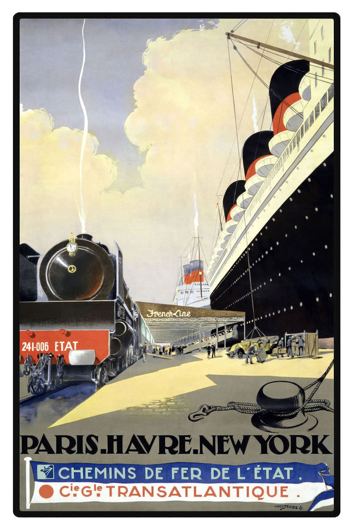 An iconic depiction of luxury travel across the ocean.