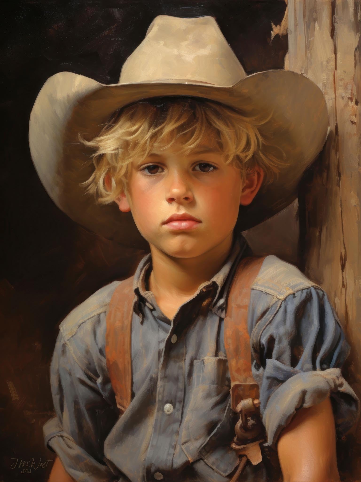 Young boy in vintage cowboy outfit, capturing the nostalgic and classic charm of Western fashion and childhood.