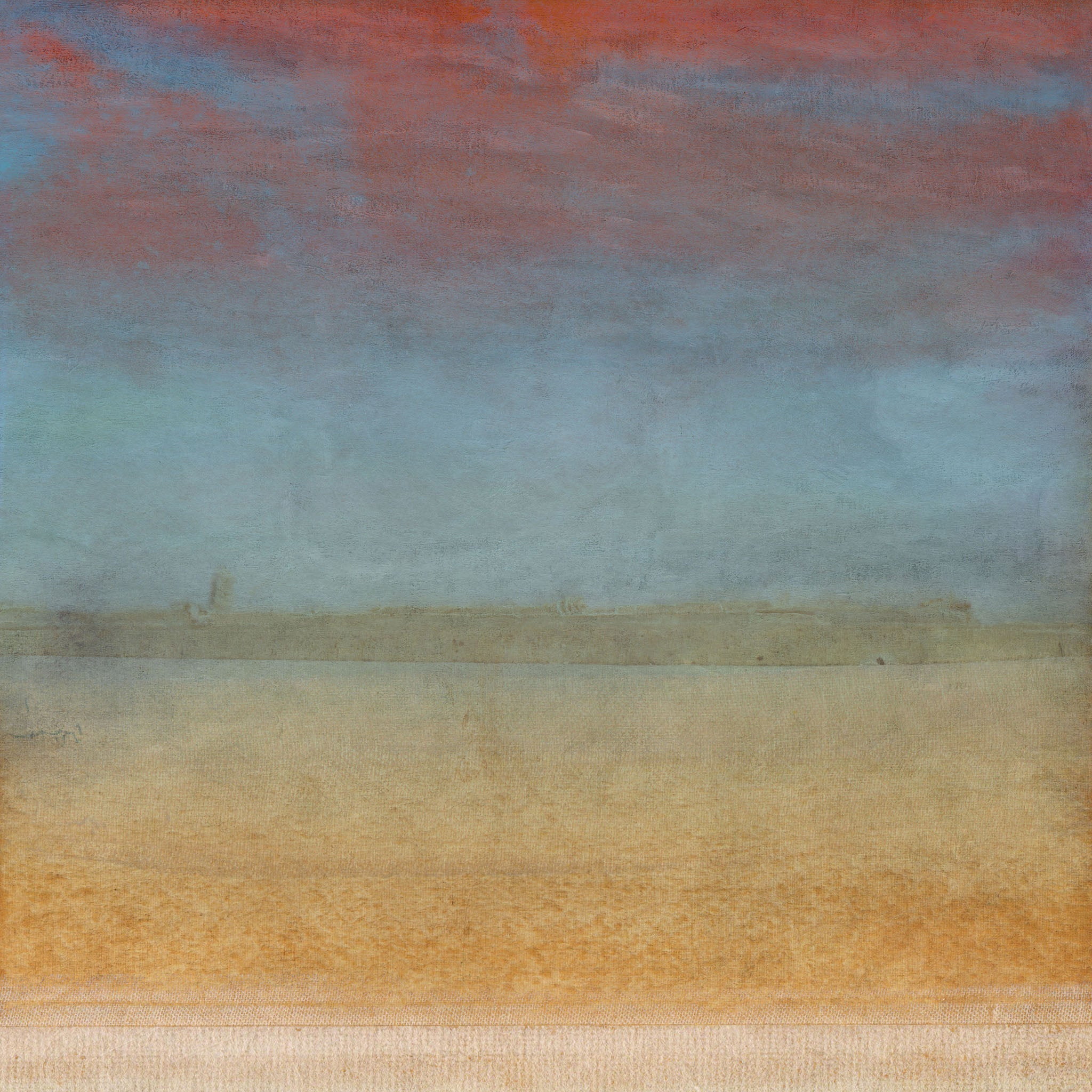 Sellmer Style Abstract Landscape painting in warm and cool tones with a textured, serene appearance.