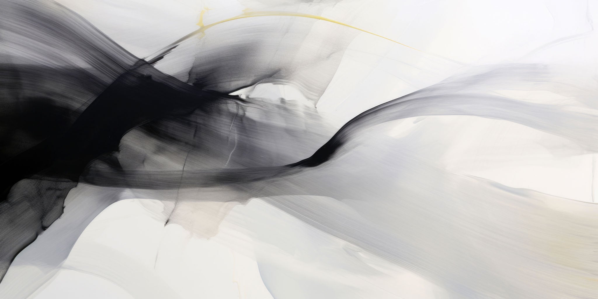 Contemporary abstract artwork showcasing fluid motion in black, white, and gray, with dynamic swirls and a minimalist design that evokes elegance and tranquility.