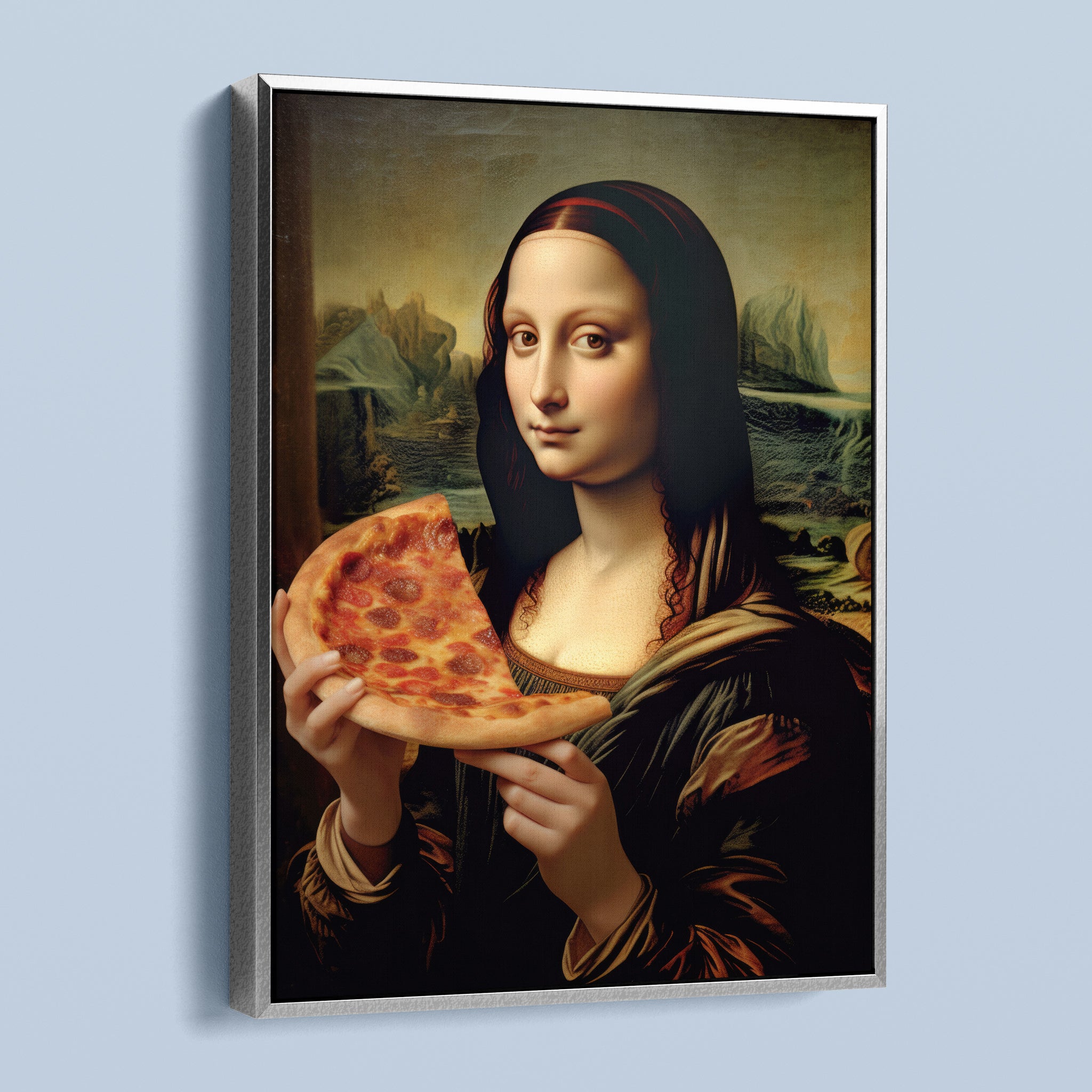Mona Lisa Eats A Pizza