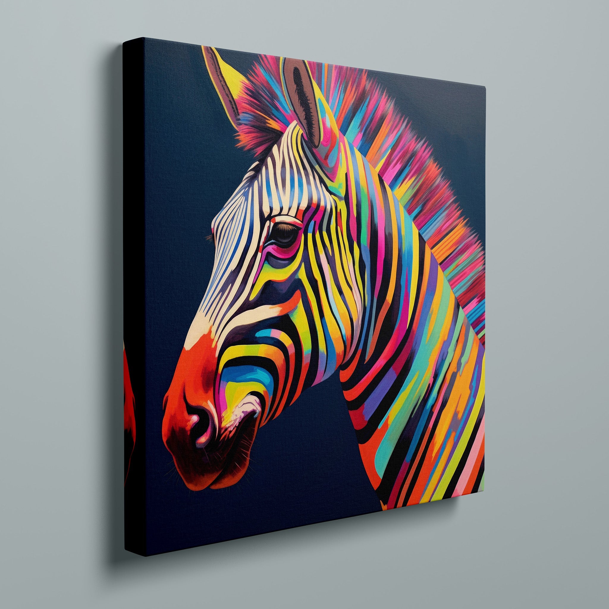 絵画 Zebrappy Technicolor Zebra II | Vibrant Multicolored Zebra Portrait – ROYAL