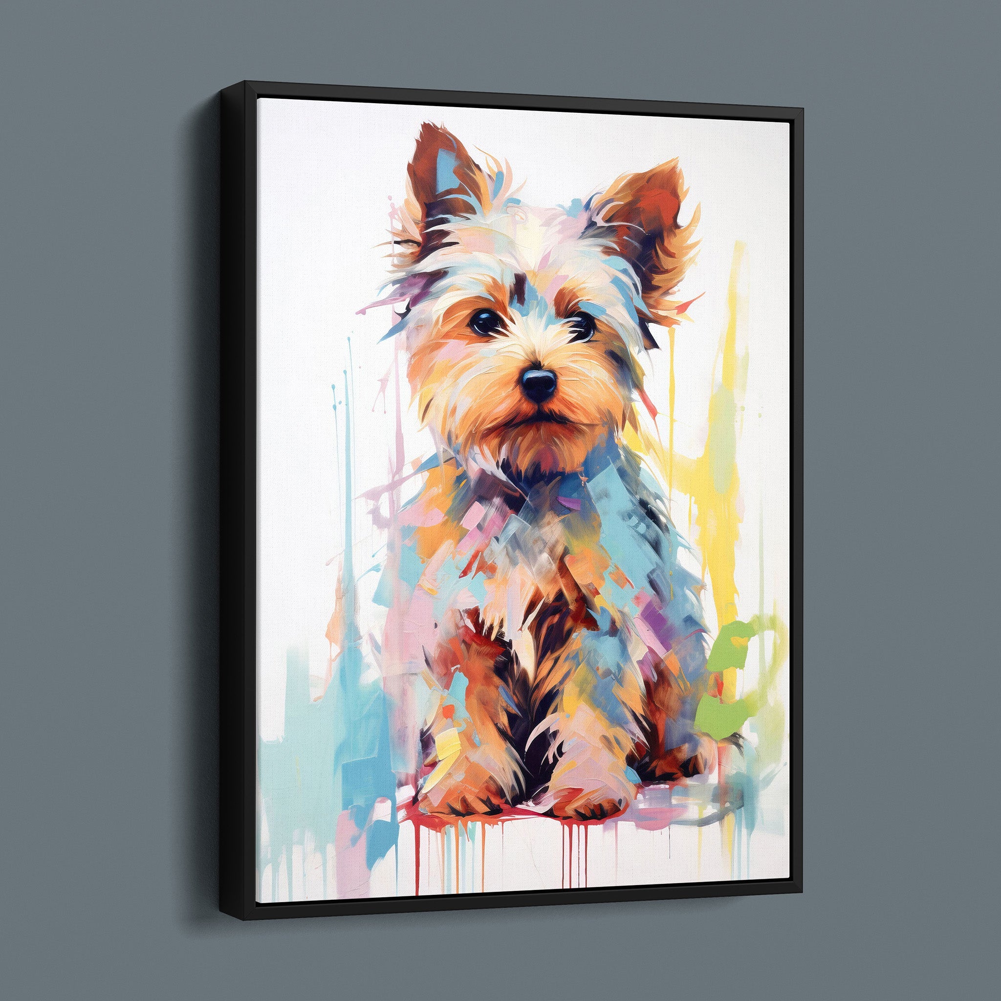 Painted Yorkie Terrier - Bold Colorful Happy Puppy