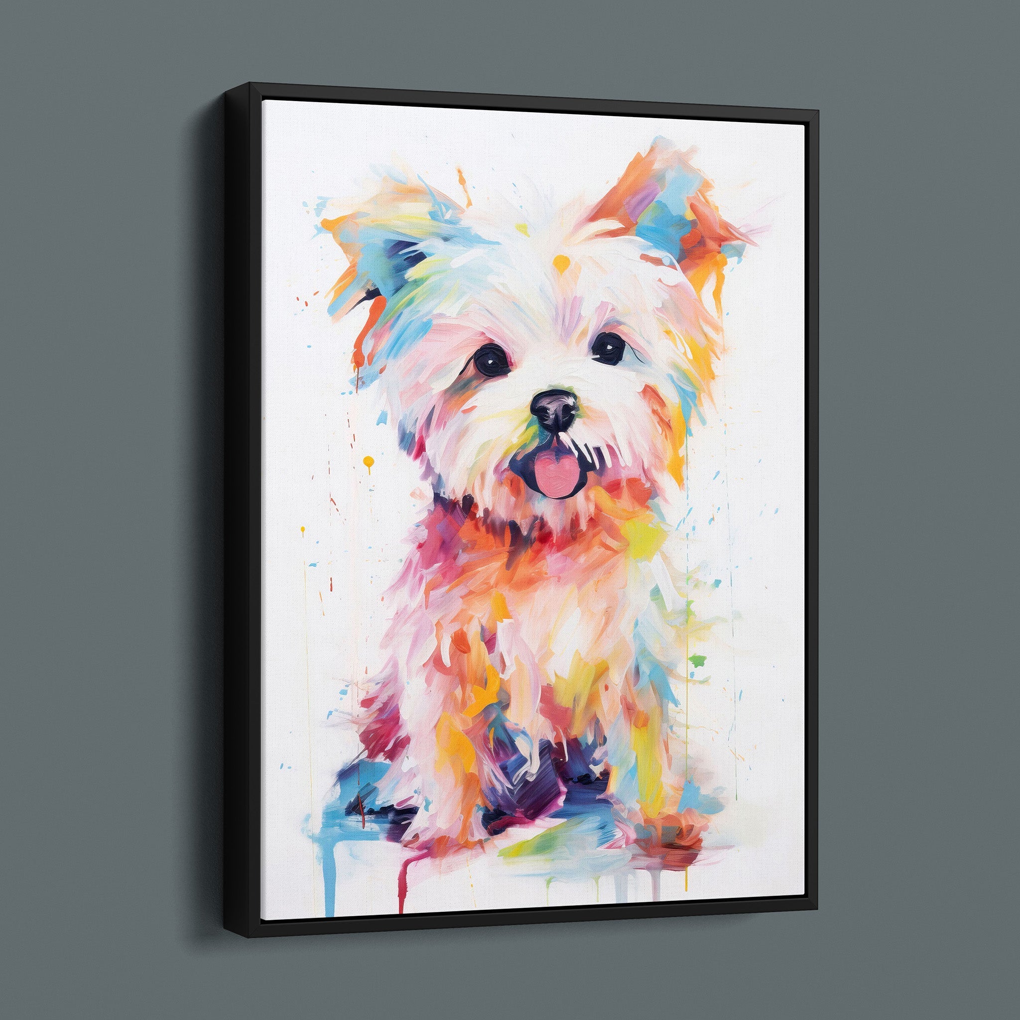 Happy Painted Maltese Puppy - Bold Colorful