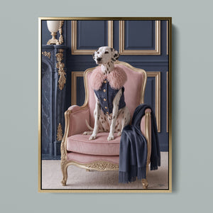 La Belle Dalmatienne framed canvas in a gold frame, front view