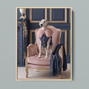 La Belle Dalmatienne framed canvas in a natural light wood frame, front view