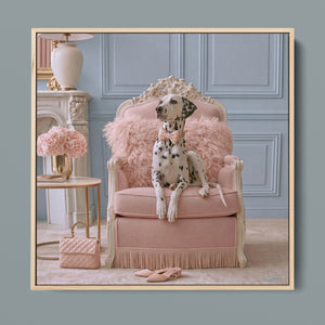 Dutchess framed canvas in a natural light wood frame, front view