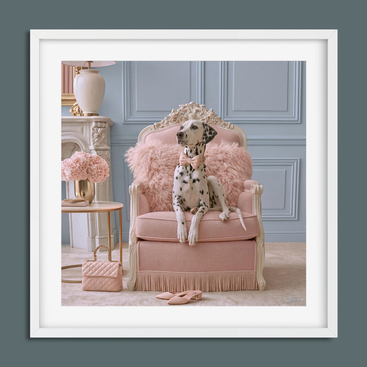 Dutchess framed fine art paper print in a white frame