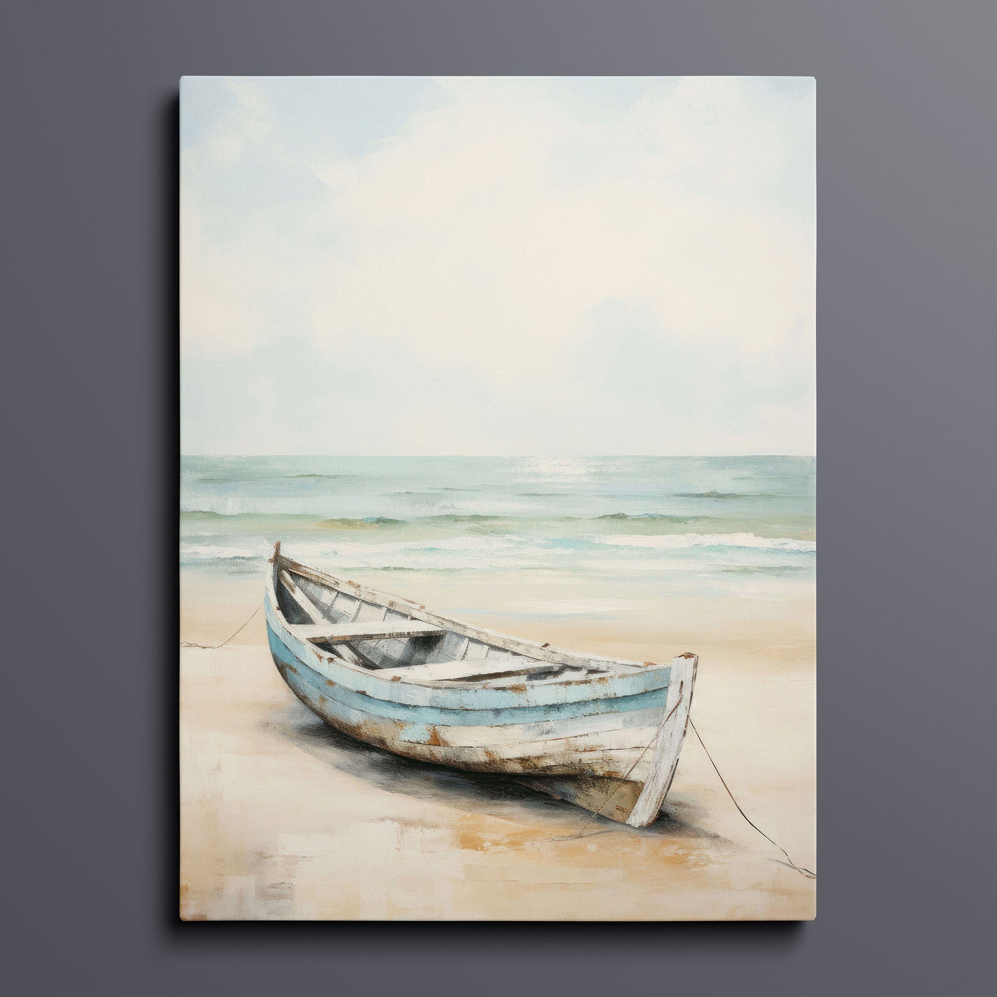 White Boat on a Sandy Beach