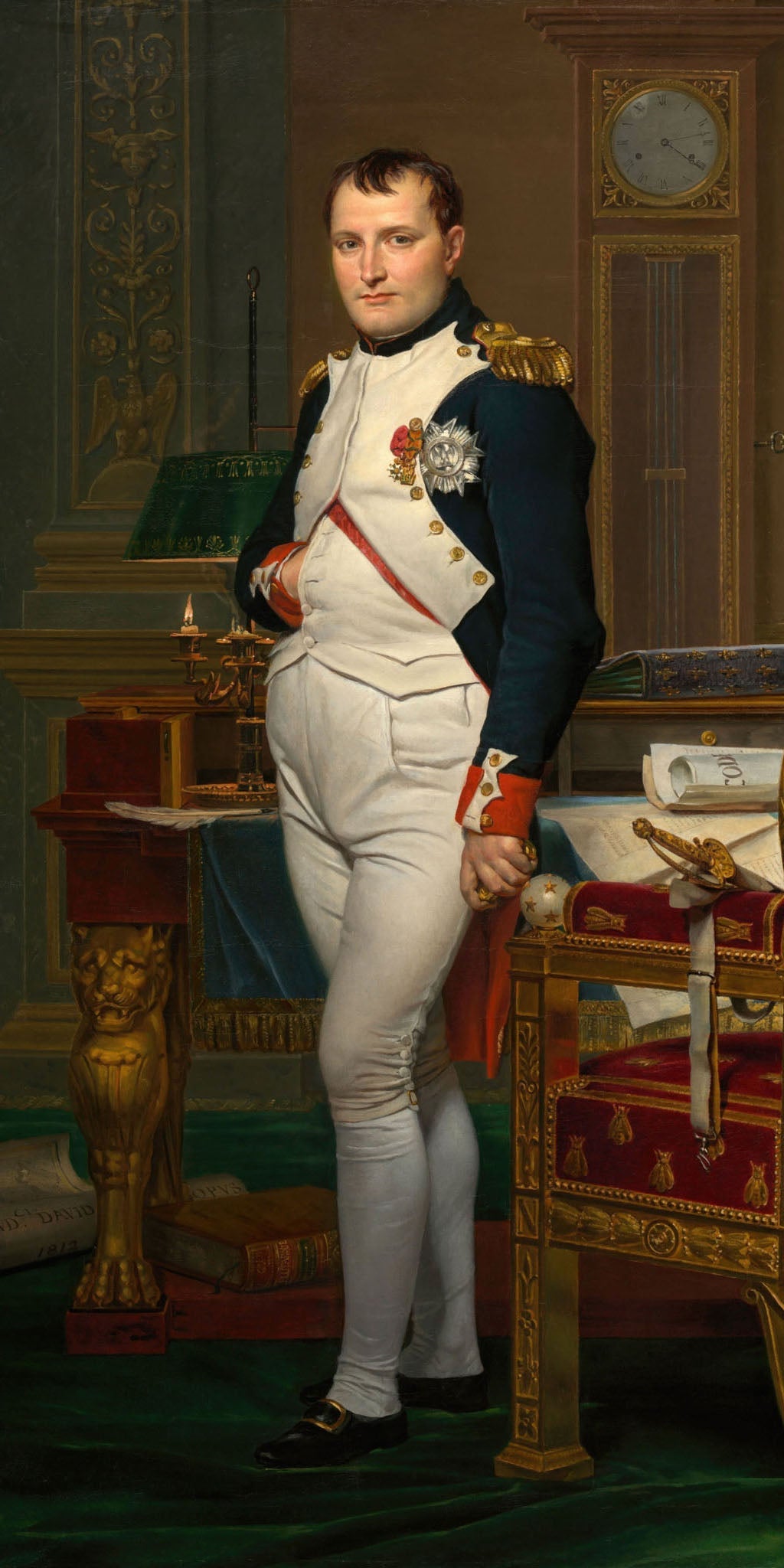 The Emperor Napoleon in His Study at the Tuileries, depicting Napoleon in uniform amidst ornate furniture.