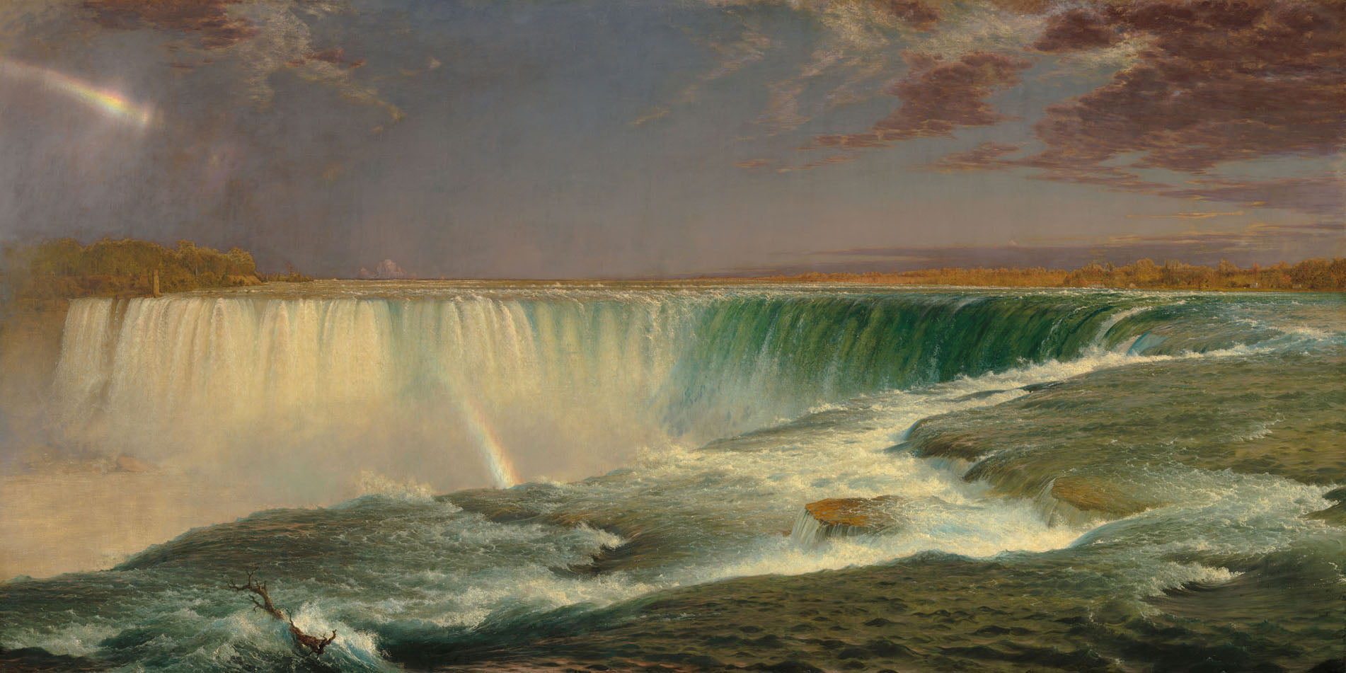 Niagara Falls painting by Frederic Edwin Church, showcasing the majestic waterfall and dramatic landscape.