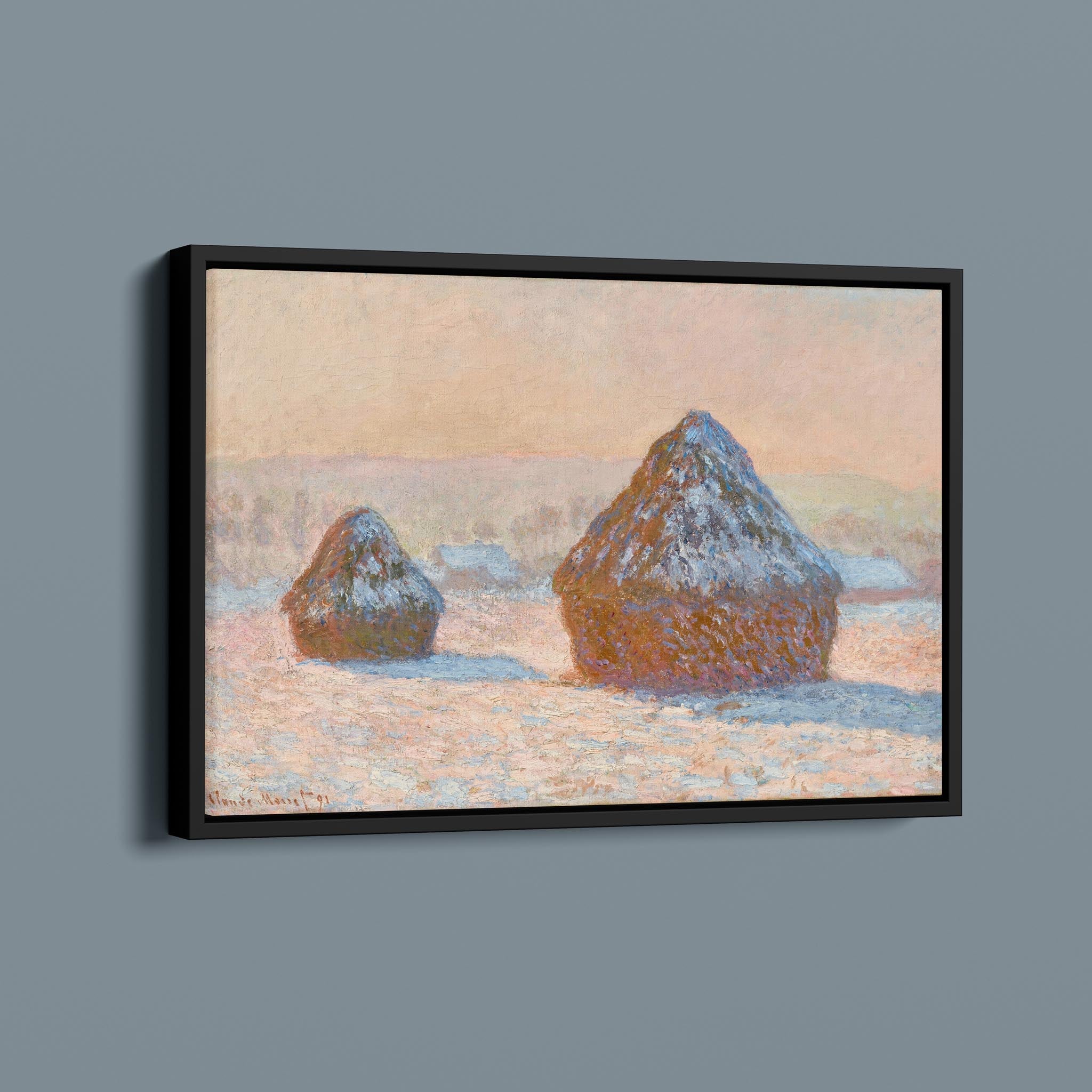 Wheatstacks - Snow Effect - Morning by Claude Monet