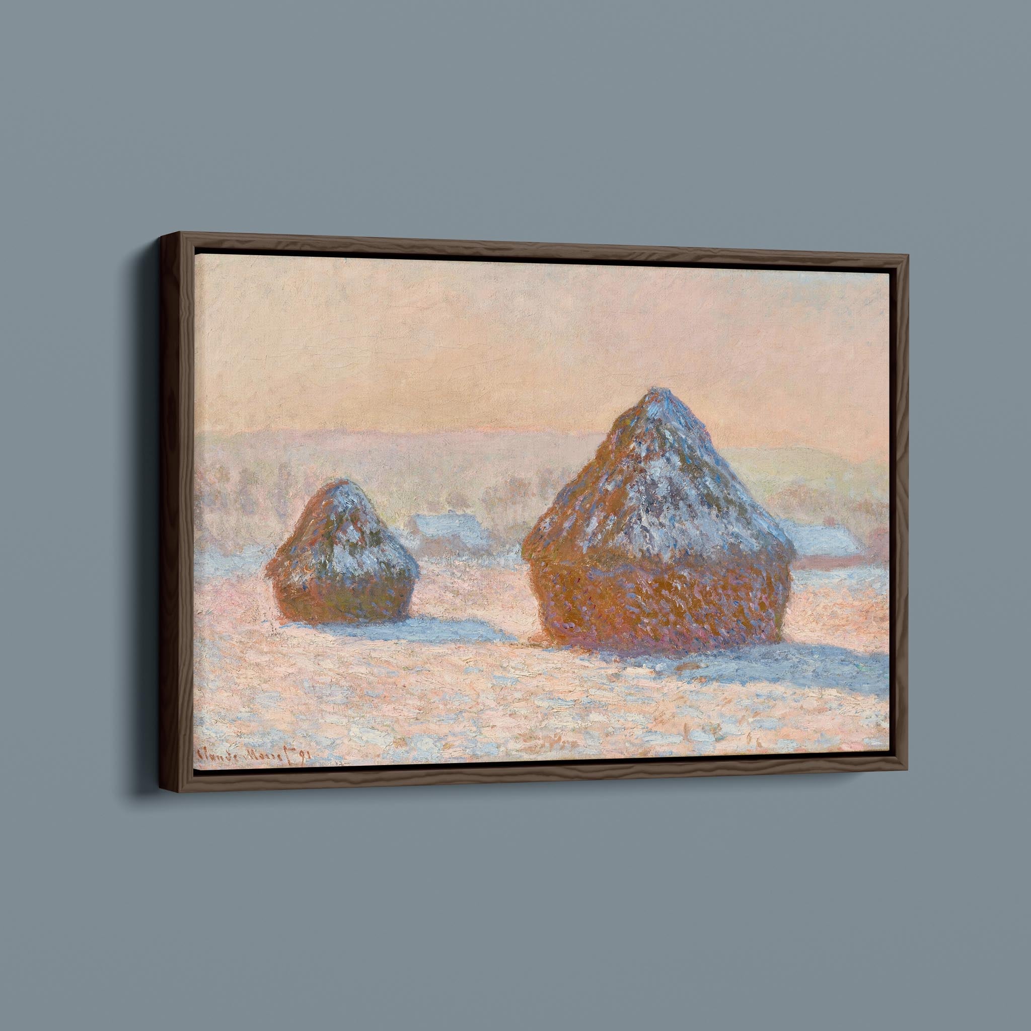 Wheatstacks - Snow Effect - Morning by Claude Monet