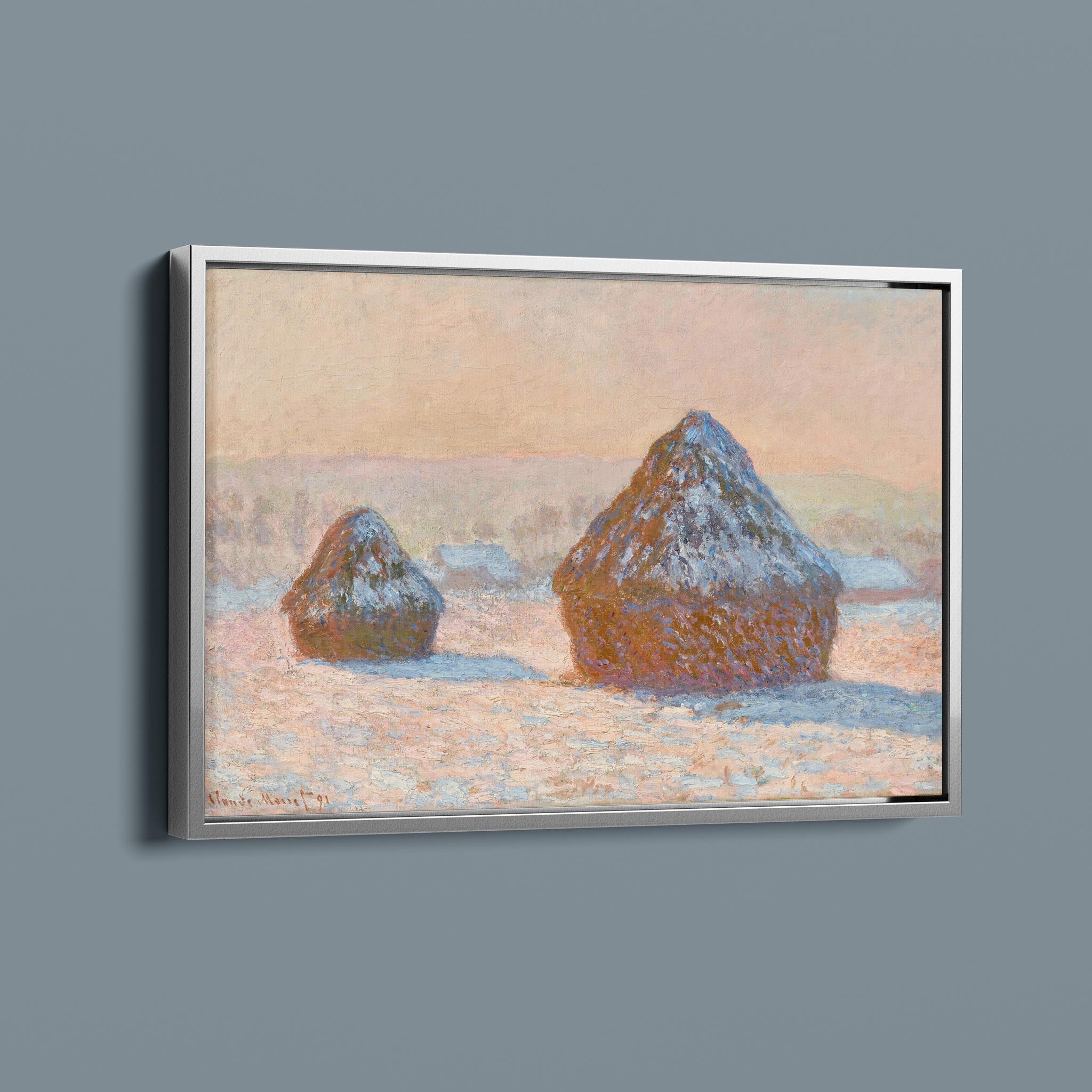 Wheatstacks - Snow Effect - Morning by Claude Monet