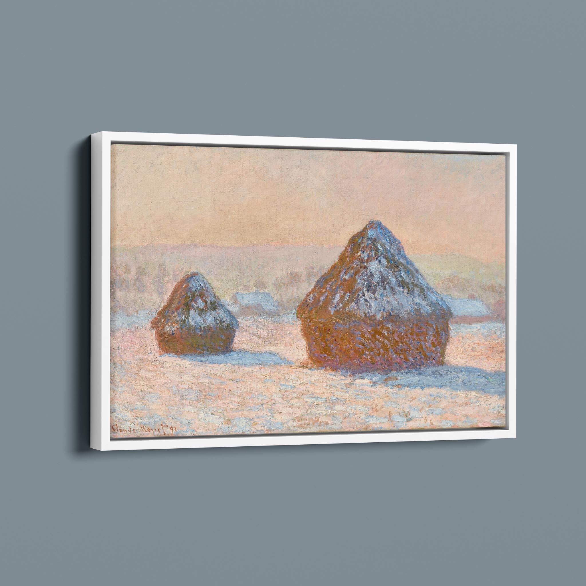 Wheatstacks - Snow Effect - Morning by Claude Monet