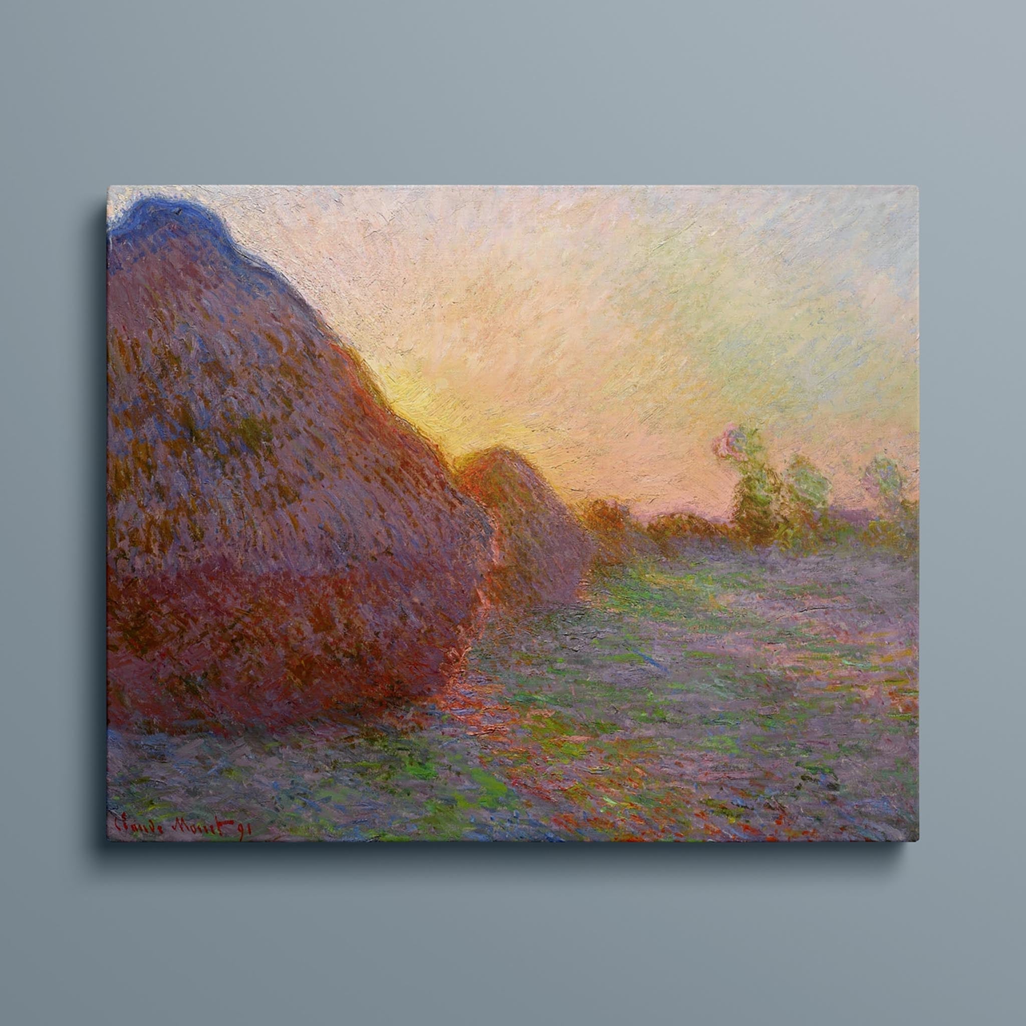 Wheatstacks by Claude Monet - Sunset