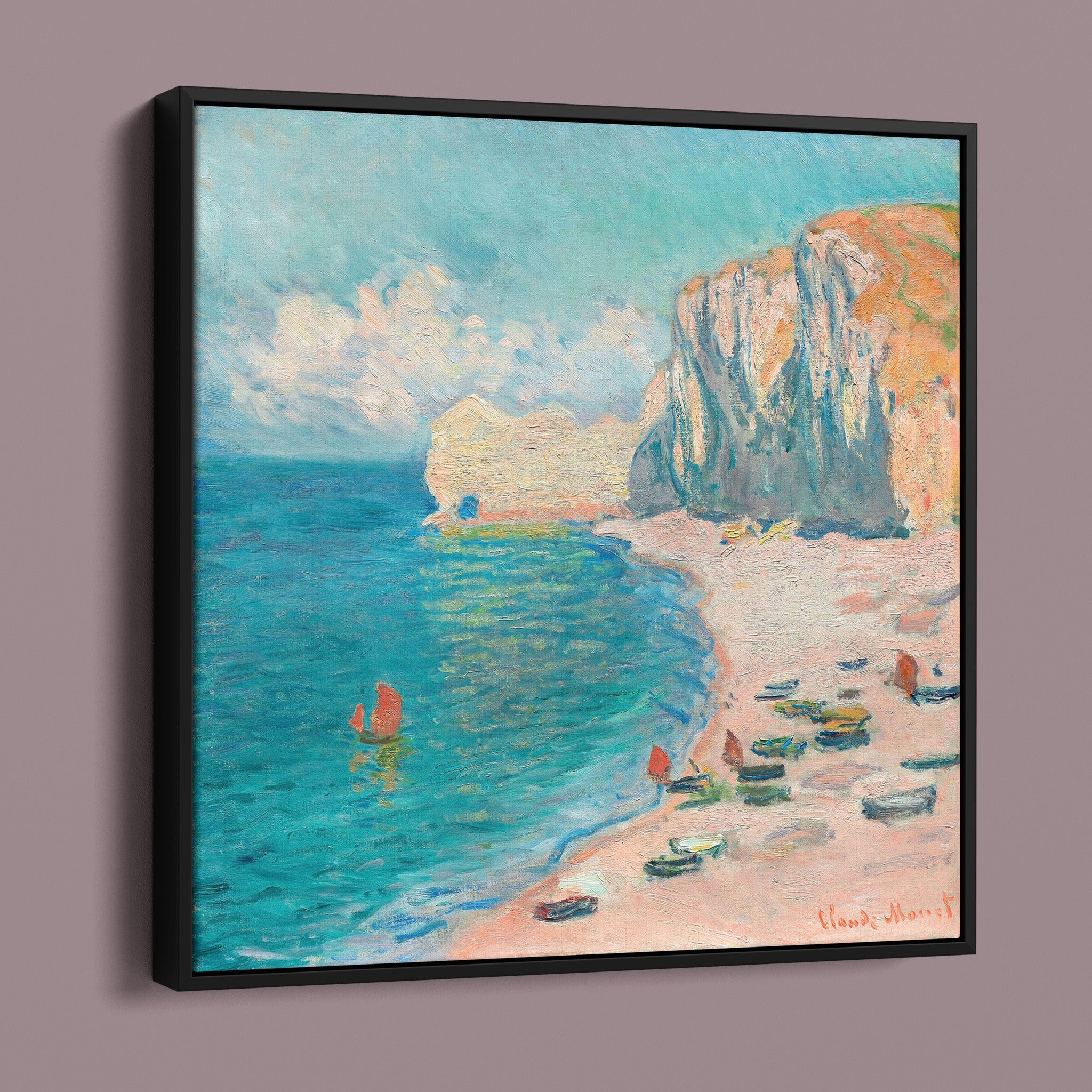 Étretat The Beach and the Falaise d’Amont, 1885 by Claude Monet