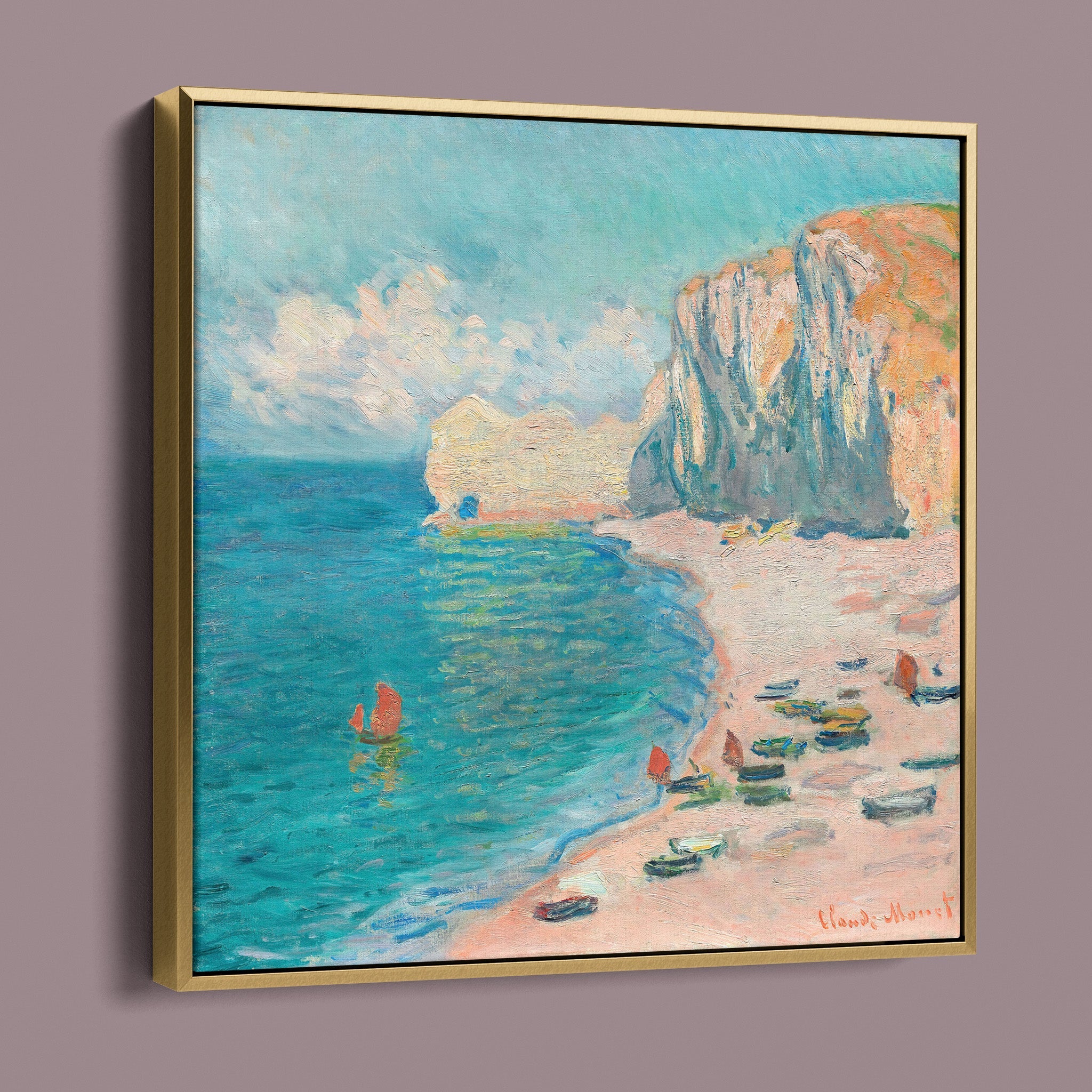 Étretat The Beach and the Falaise d’Amont, 1885 by Claude Monet