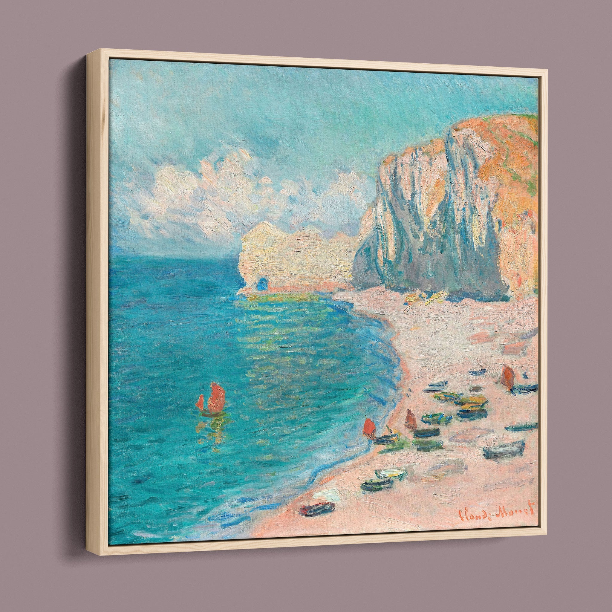 Étretat The Beach and the Falaise d’Amont, 1885 by Claude Monet