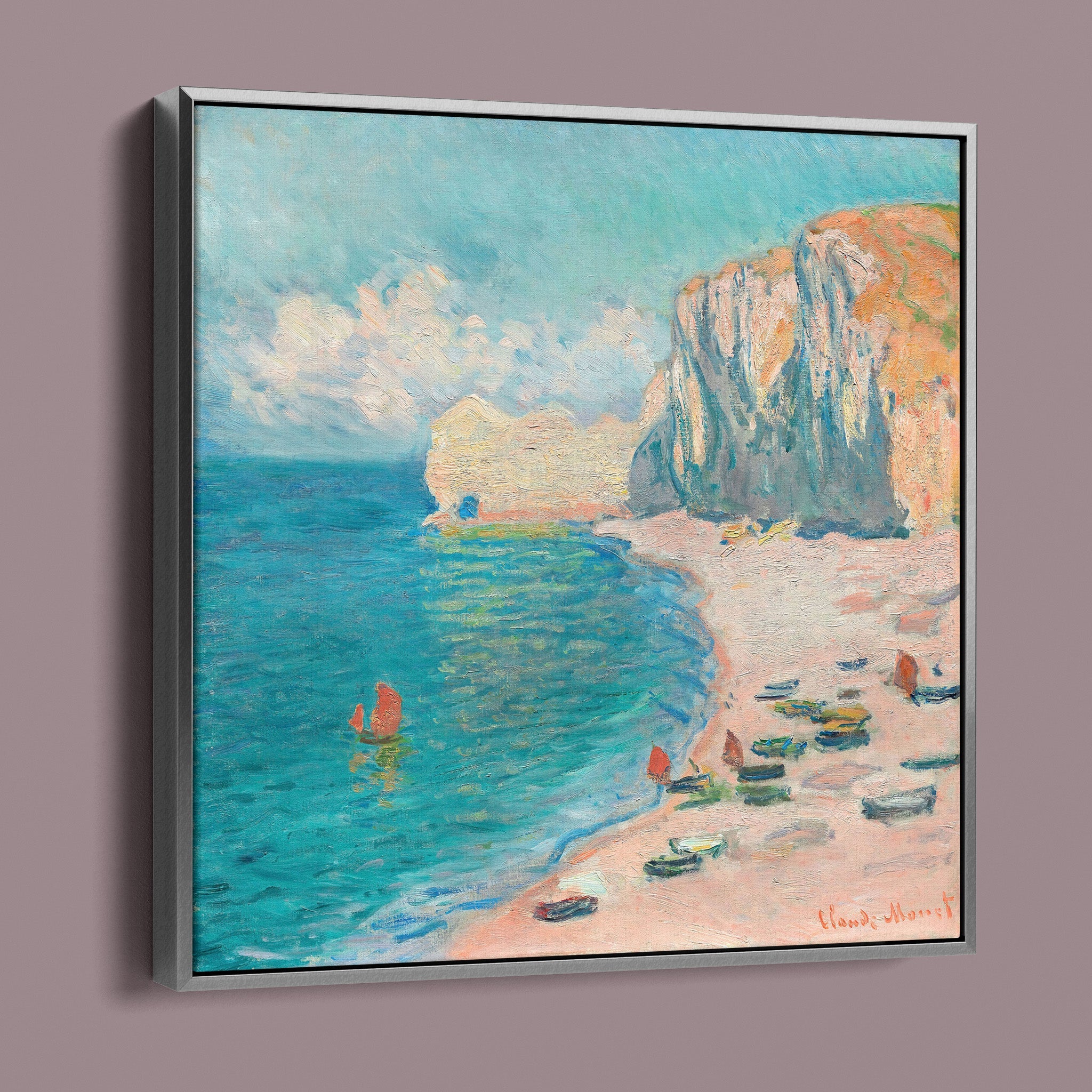 Étretat The Beach and the Falaise d’Amont, 1885 by Claude Monet