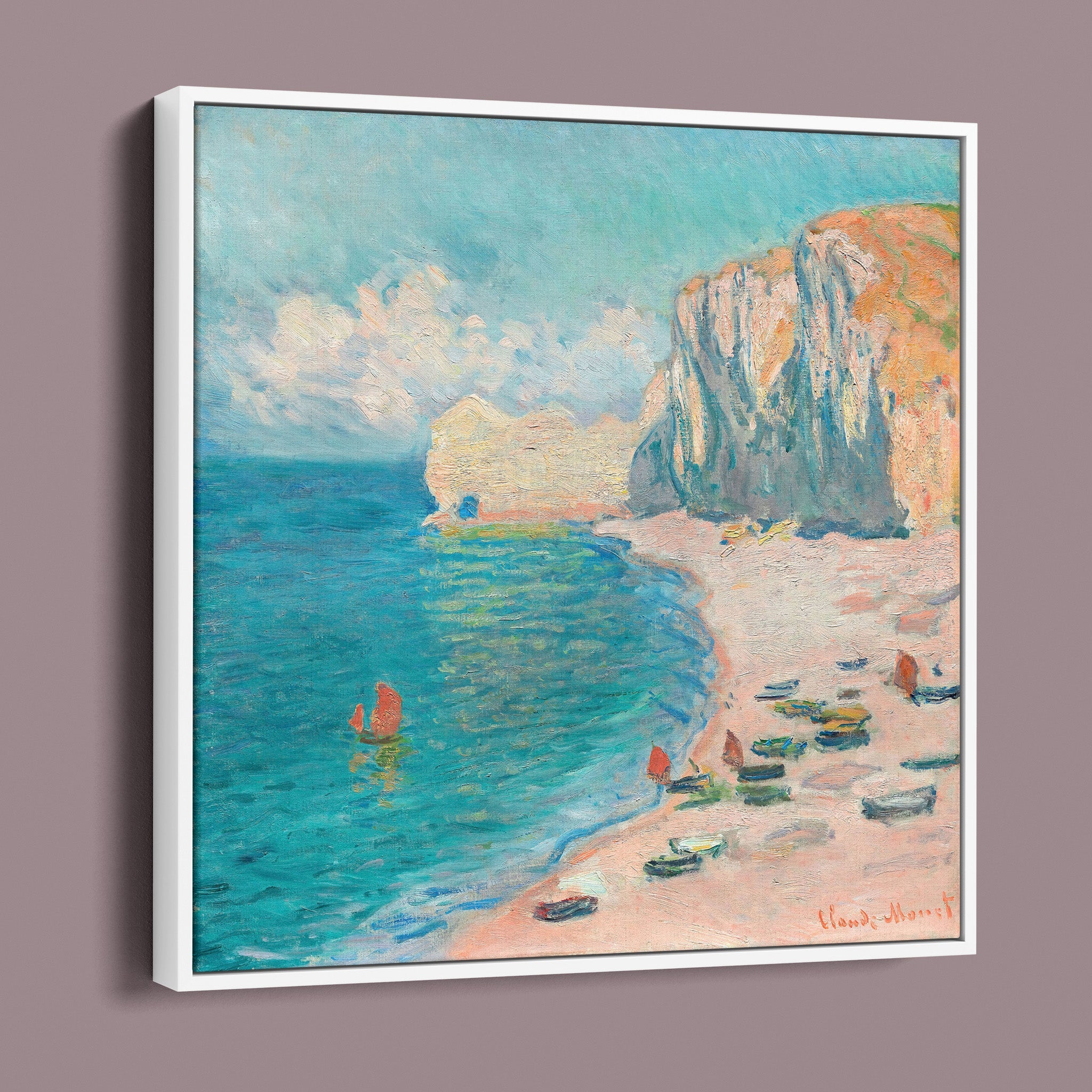 Étretat The Beach and the Falaise d’Amont, 1885 by Claude Monet