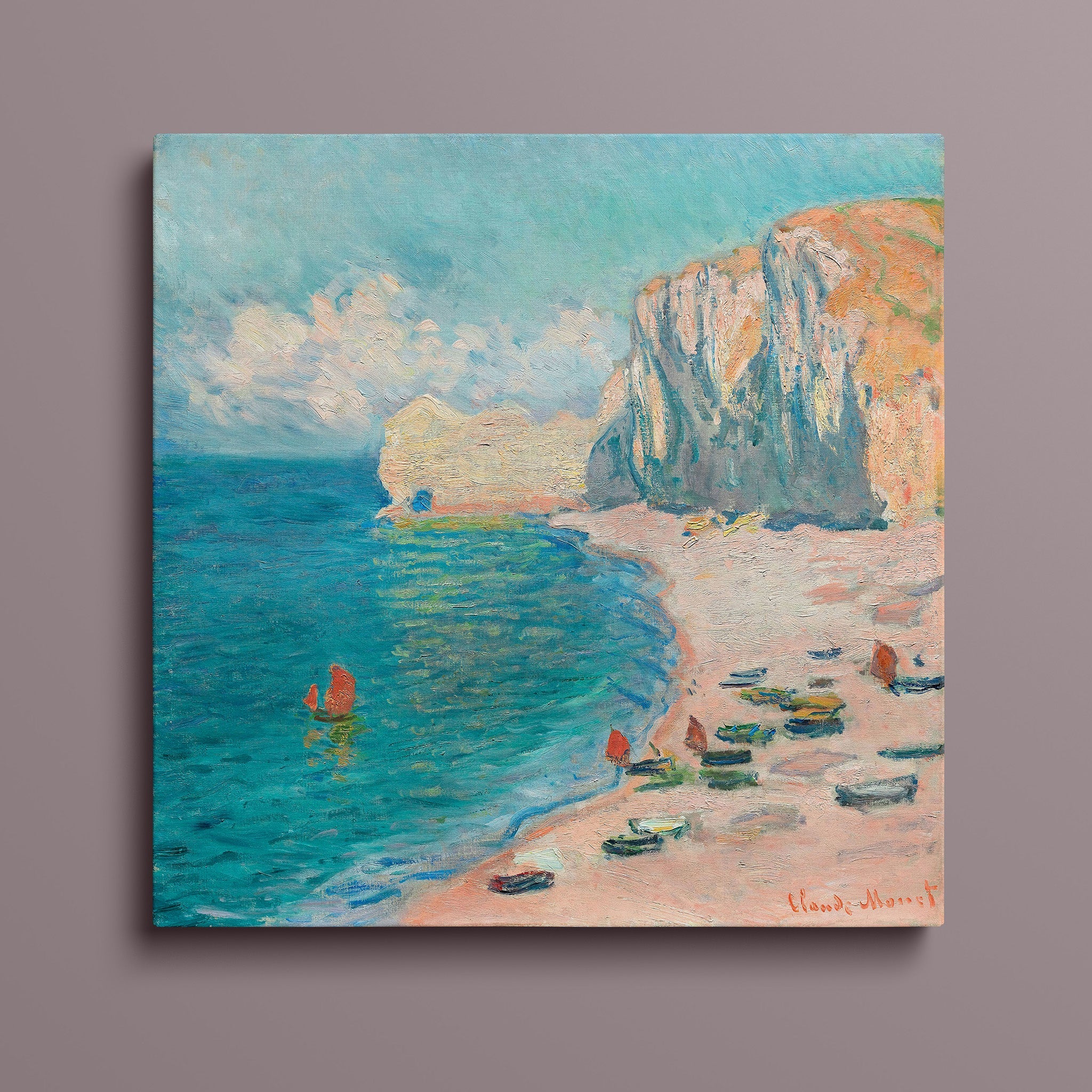 Étretat The Beach and the Falaise d’Amont, 1885 by Claude Monet