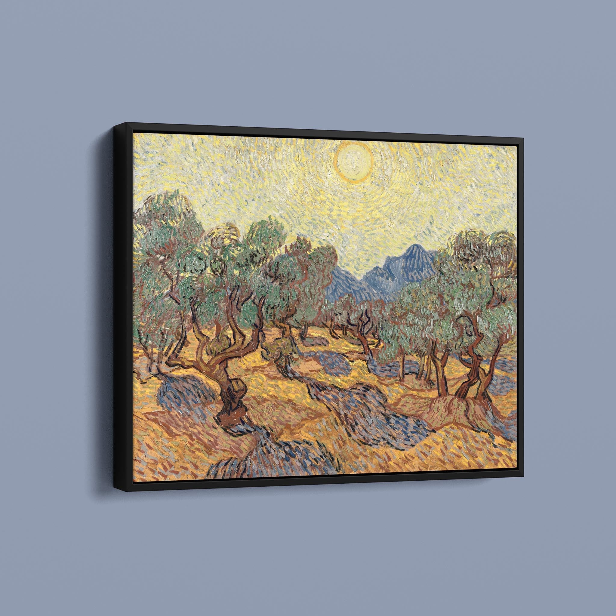 Olive Orchard with Mountains and Disk of the Sun