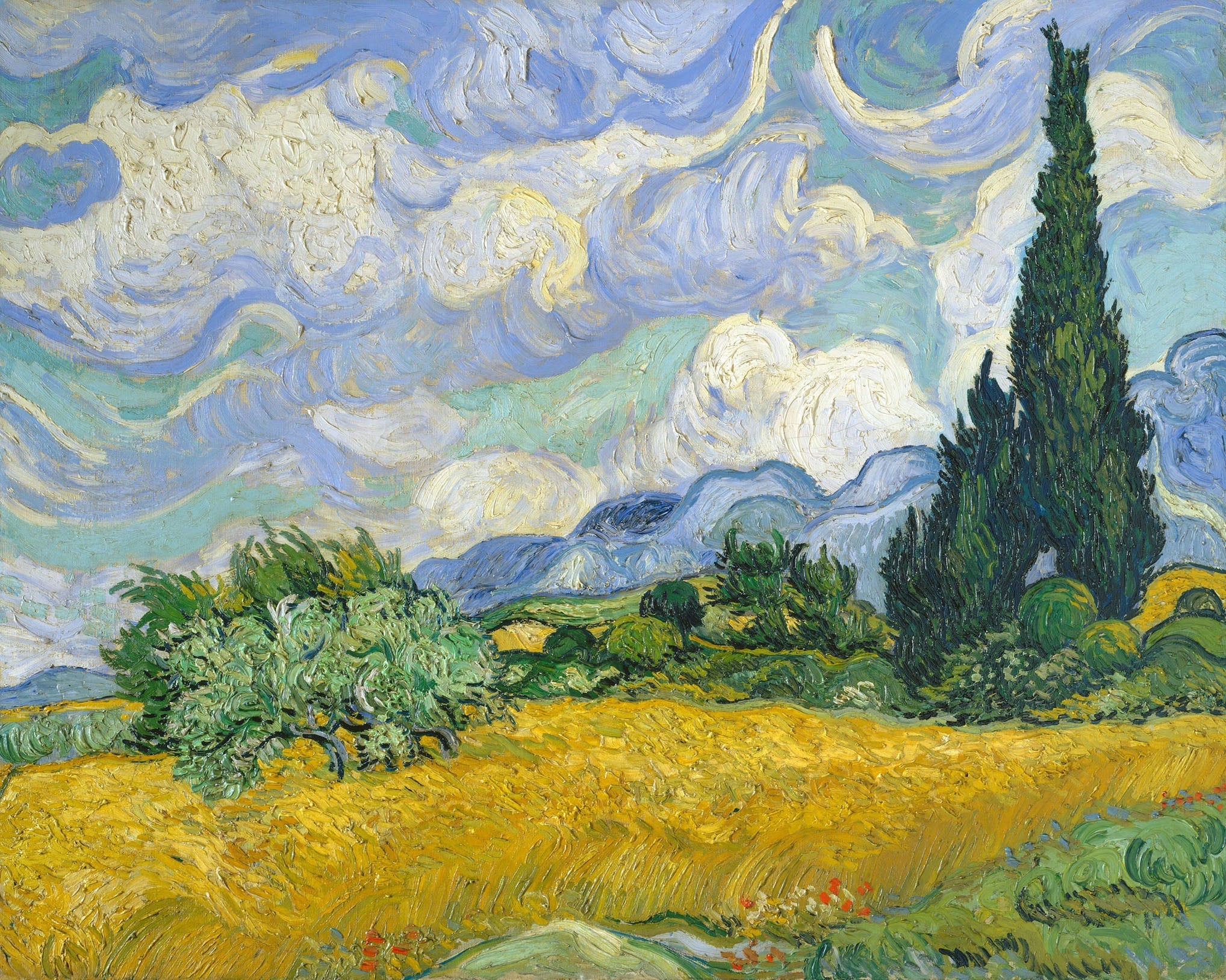 Wheat Field with Cypresses 1889 Vincent van Gogh Dutch