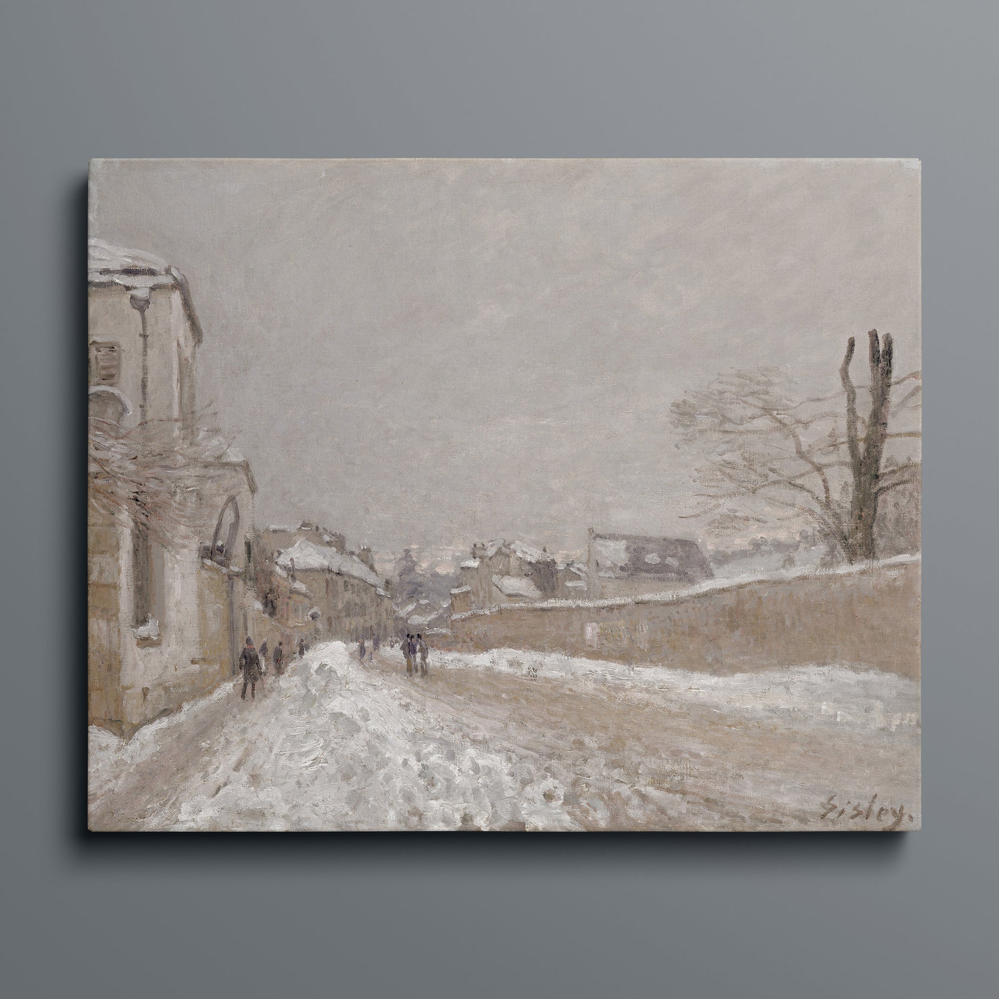 Rue Eugene Moussoir at Moret - Winter 1891 by Alfred Sisley British (Patina Edition)