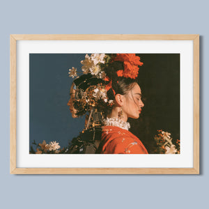 Two Natures framed fine art paper print in a natural light wood frame