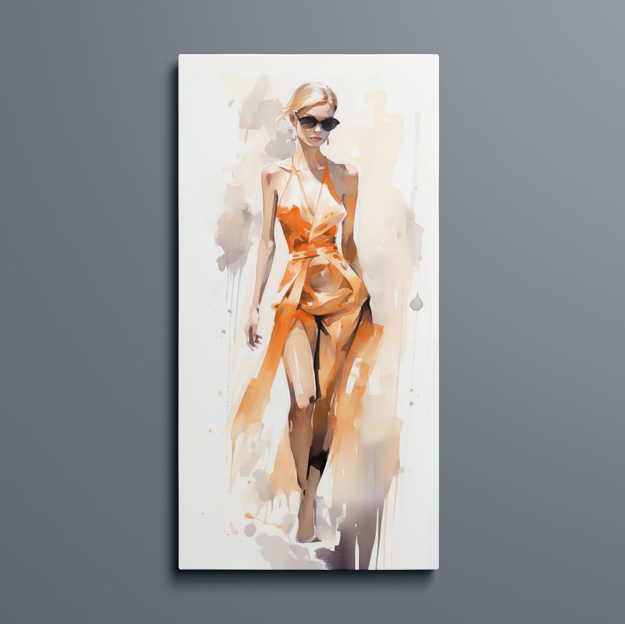 Watercolor Fashion Illustration - Orange