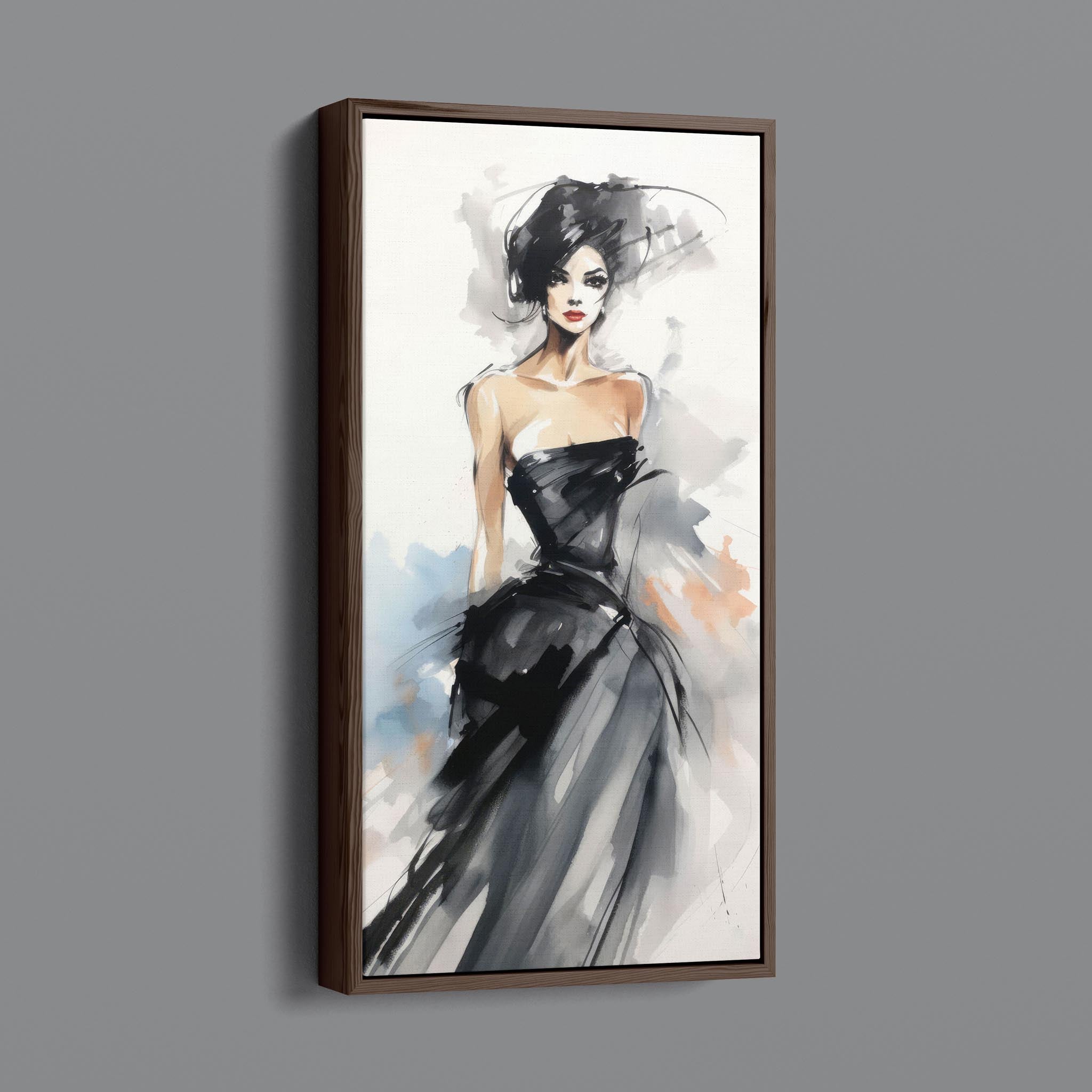 Watercolor Fashion Illustration - Black Dress