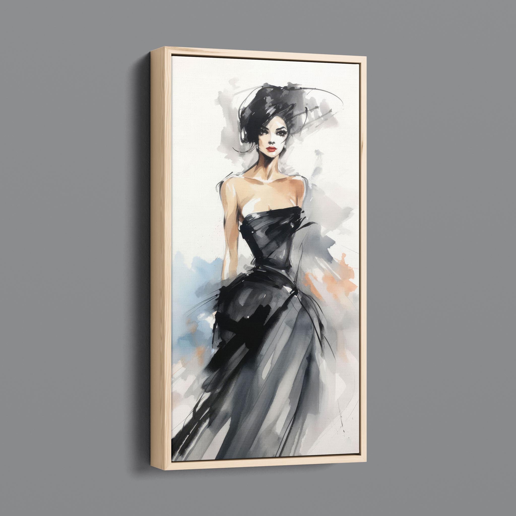 Watercolor Fashion Illustration - Black Dress