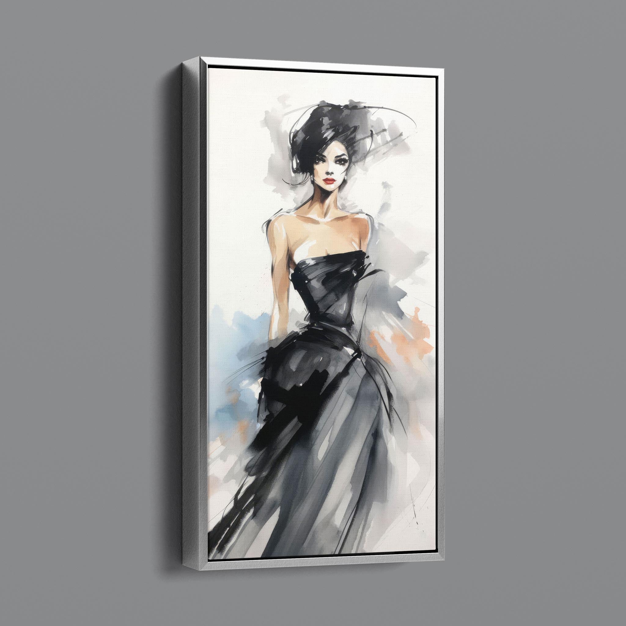 Watercolor Fashion Illustration - Black Dress