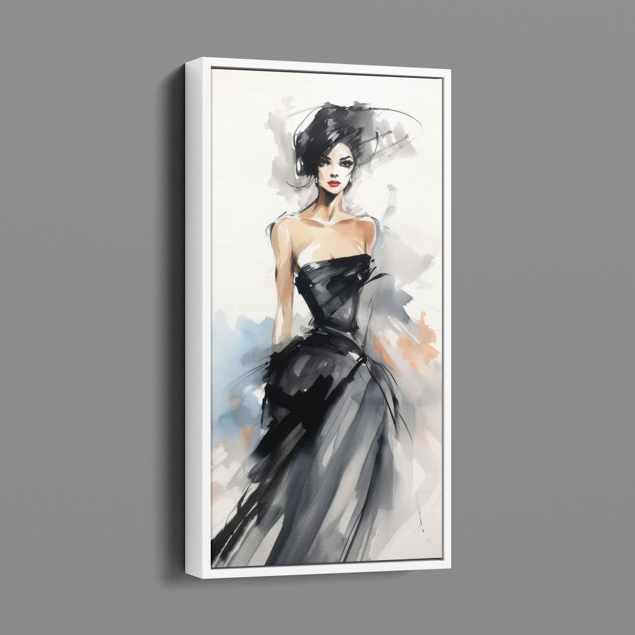 Watercolor Fashion Illustration - Black Dress