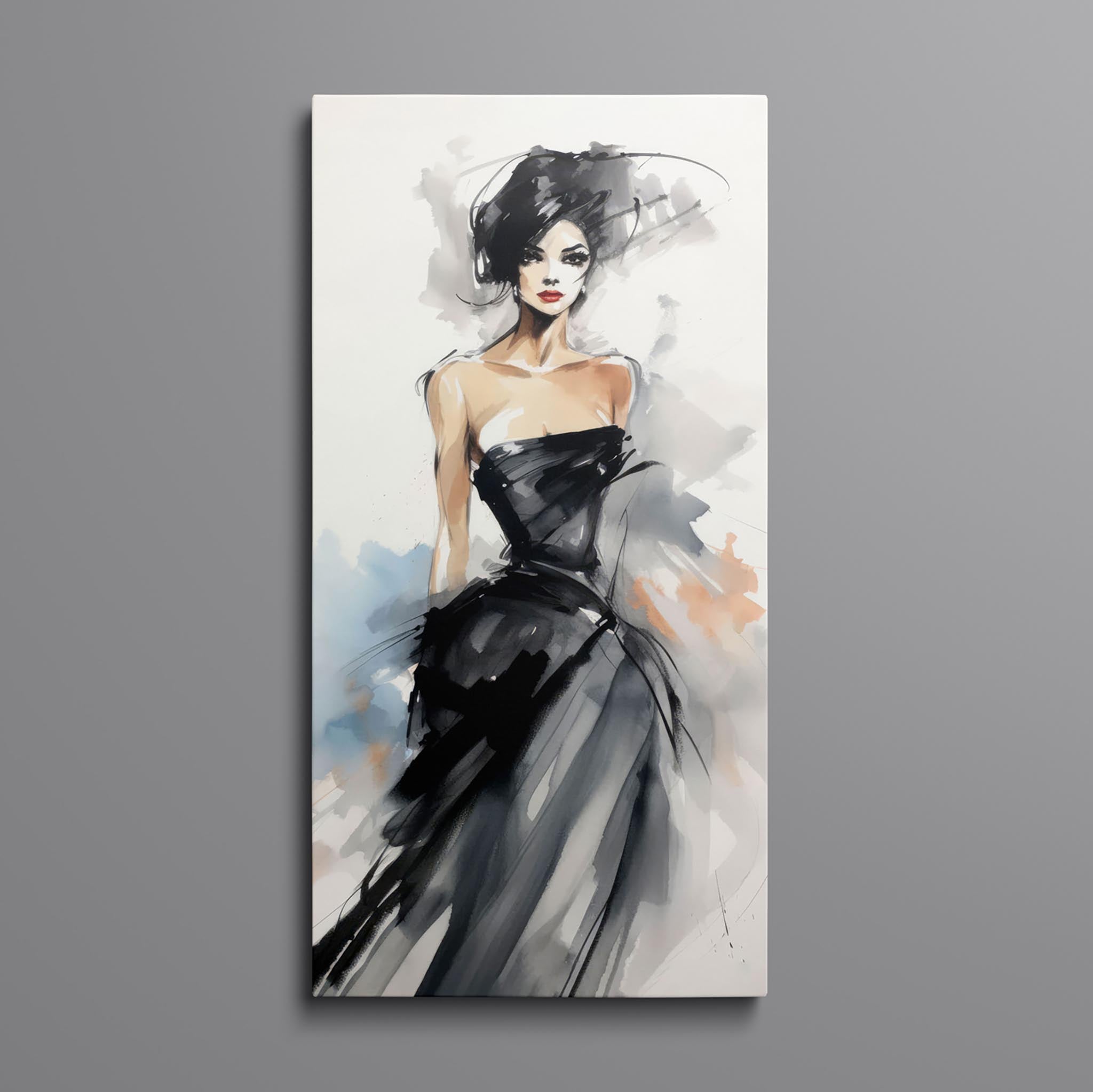 Watercolor Fashion Illustration - Black Dress